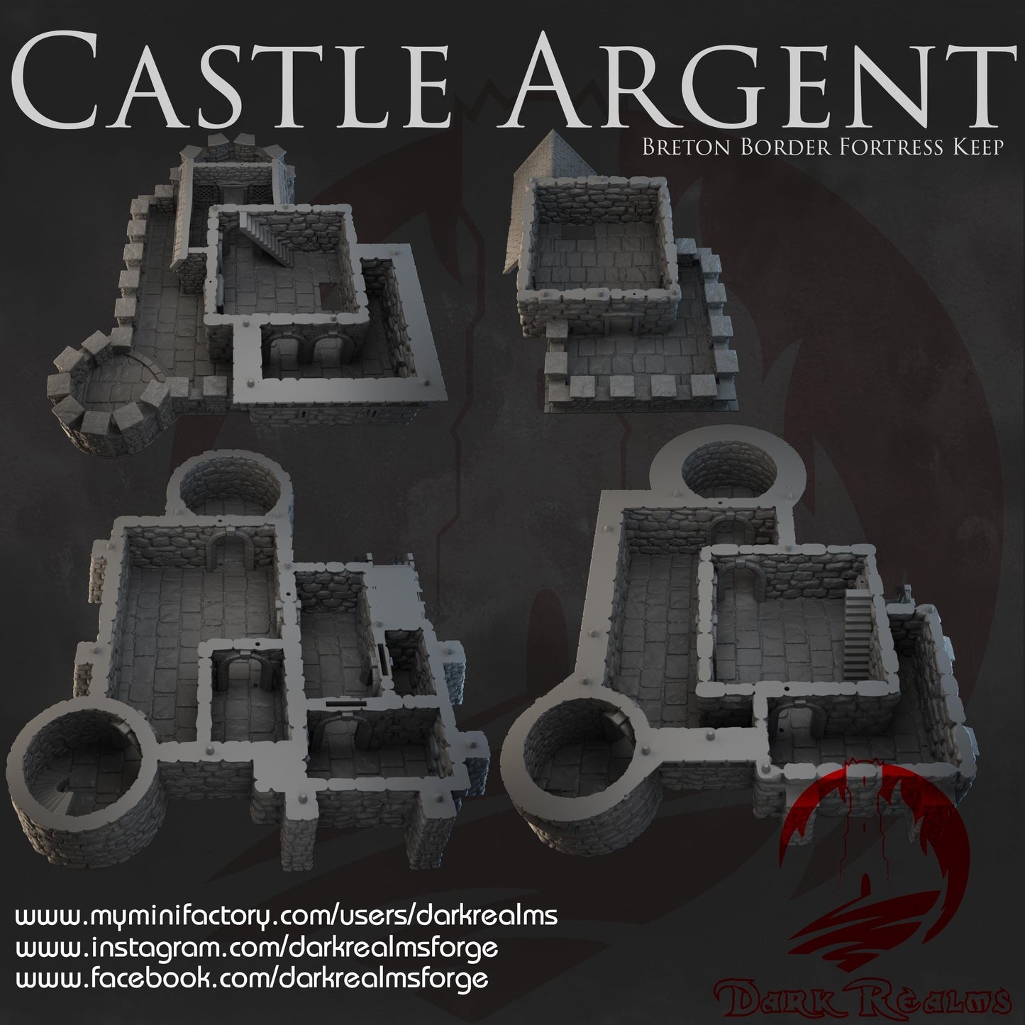 Dark Realms Castle Argent - Breton Border Fortress Keep - Printed on FDM Bambu Lab X1 Carbon (Custom Order) - product image 2 of 2