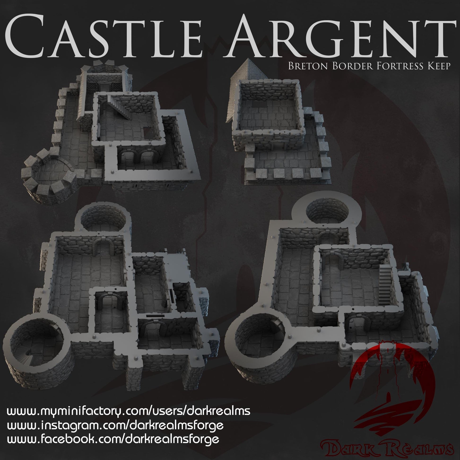 Dark Realms Castle Argent - Breton Border Fortress Keep - Printed on FDM Bambu Lab X1 Carbon (Custom Order) - product image 2 of 2