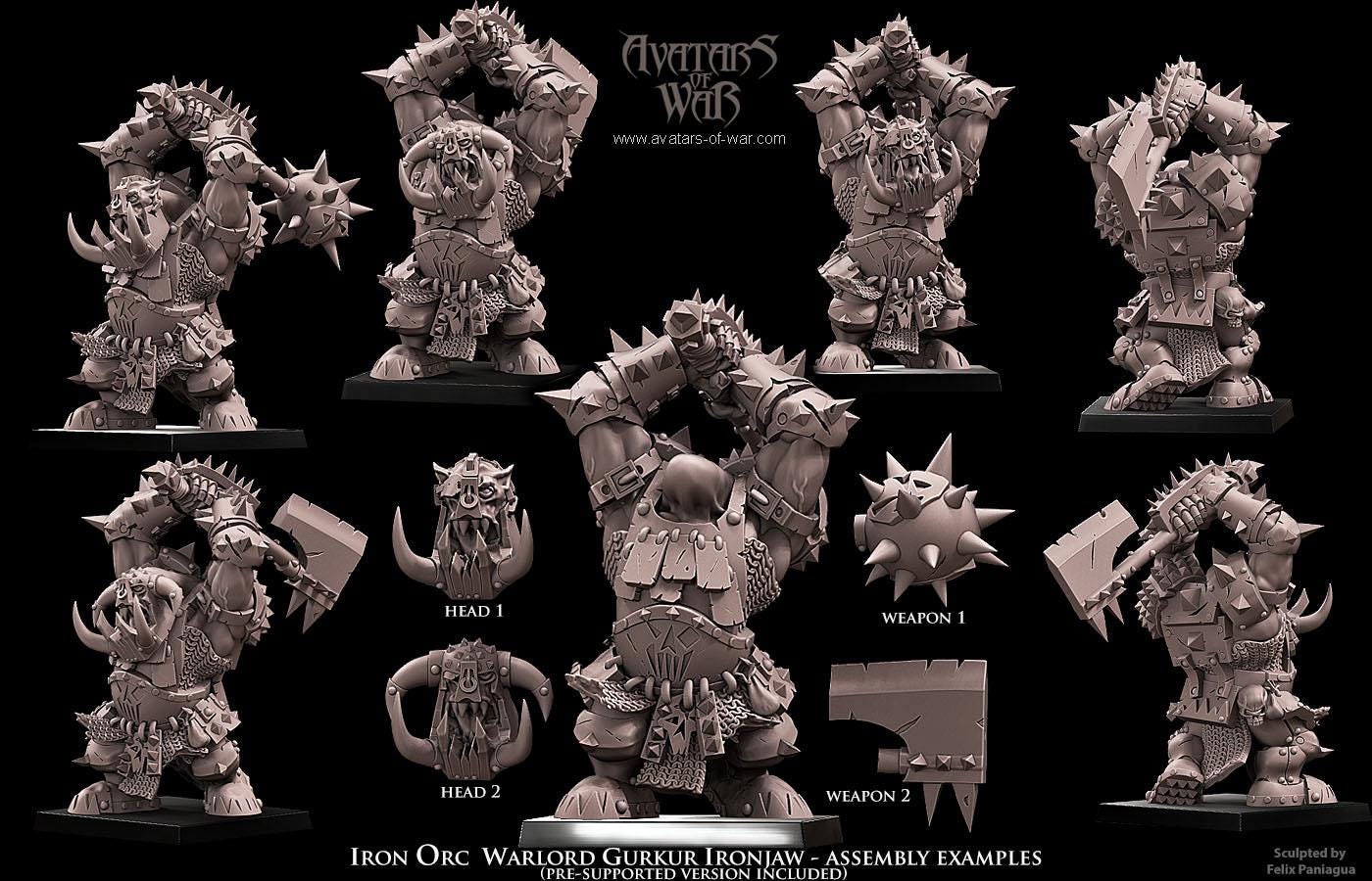 Avatars of War Gurkur Ironjaw Black Orc Warlord - Fantasy / D&D (Custom Order) - product image