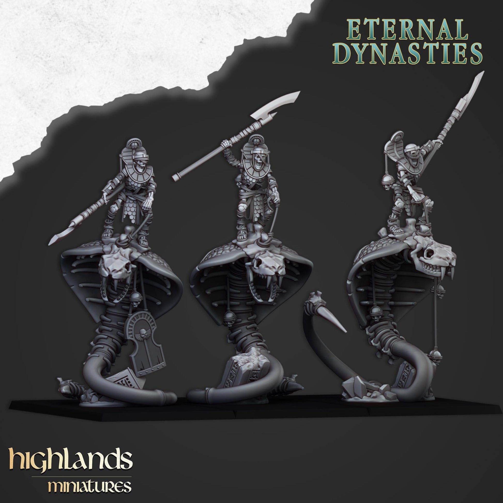 Highland Miniatures Mounted Ancient Guard on Great Snakes - Fantasy / D&D (Custom Order) - product image 1 of 2