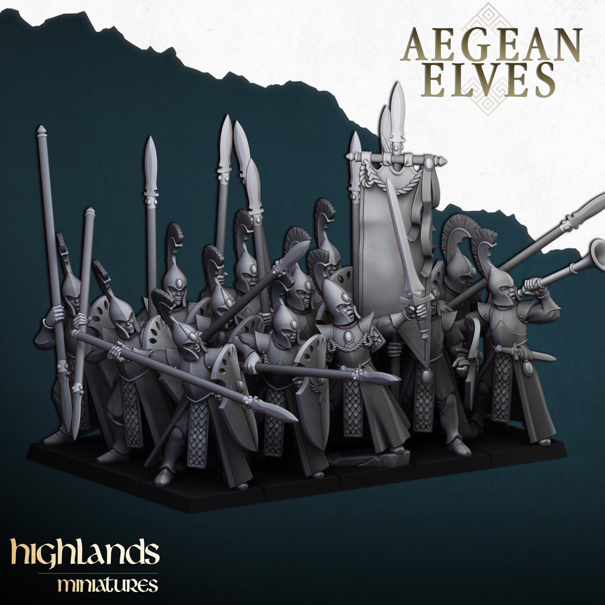 Highland Miniatures Aegean Elves Spearmen - Fantasy / D&D (Custom Order) - product image 1 of 2