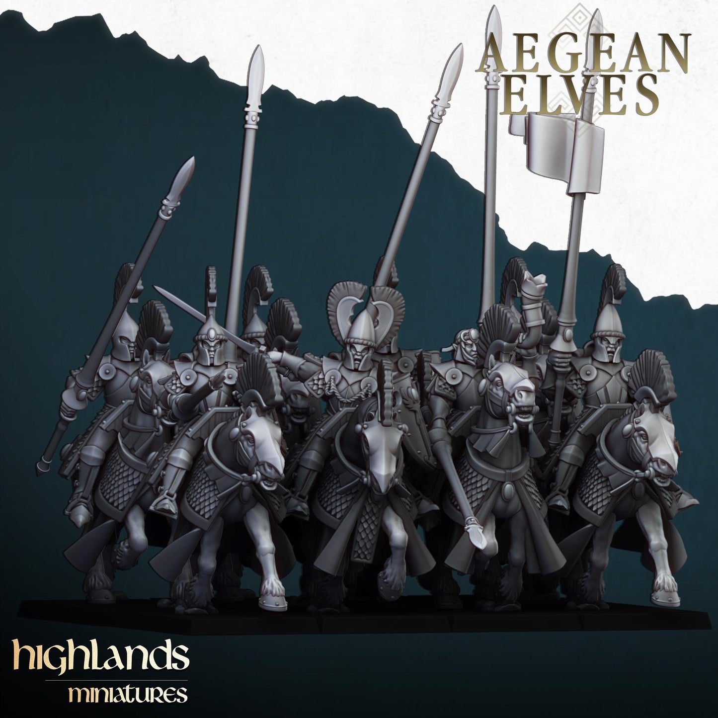 Highland Miniatures Aegean Elves Mounted Lances - Fantasy / D&D (Custom Order) - product image 1 of 3