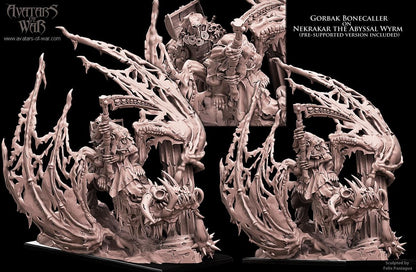 Avatars of War Gorvak Bonecaller on Nekrakar the Abyssal Wyrm - Fantasy / D&D (Custom Order) - product image 1 of 3
