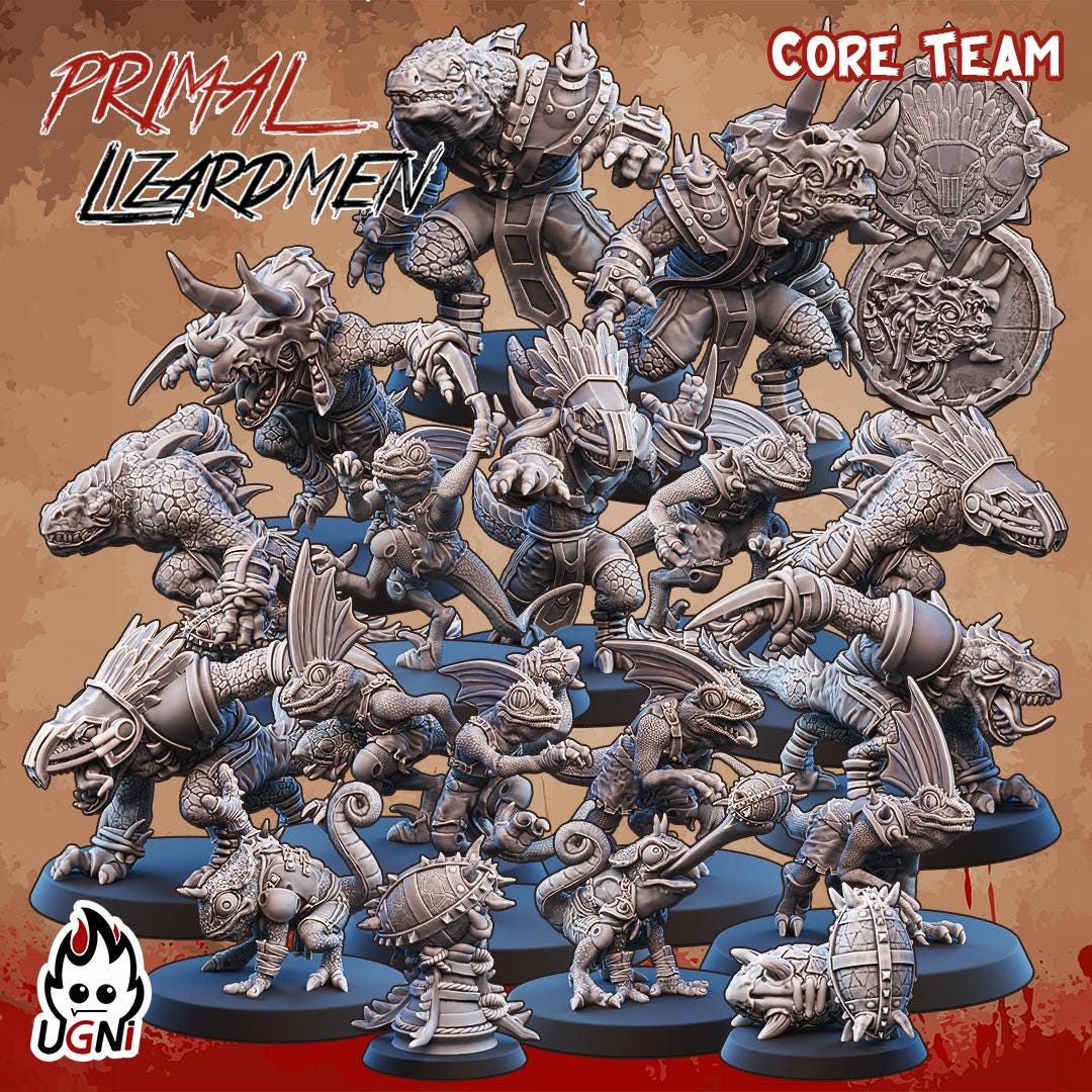 Lizardmen Team (Primal Style) Designed by UGNI Miniatures - Fantasy Football - product image 1 of 8