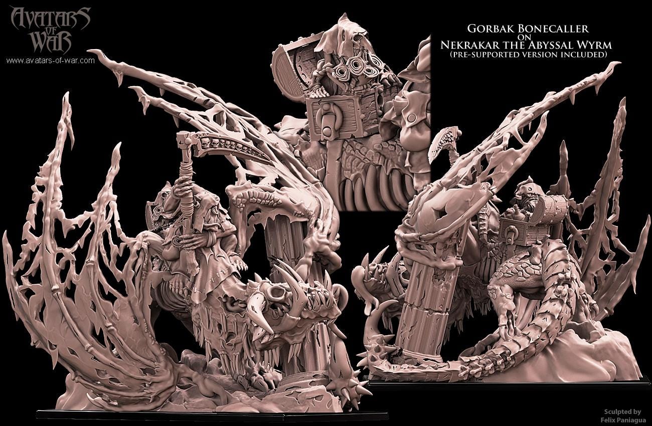 Avatars of War Gorvak Bonecaller on Nekrakar the Abyssal Wyrm - Fantasy / D&D (Custom Order) - product image 2 of 3