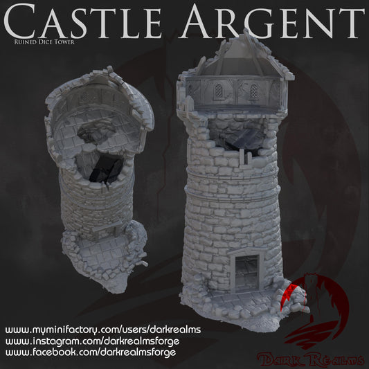 Dark Realms Castle Argent - Dark Realms - Castle Argent - Ruined Dice Tower - Printed on FDM Bambu Lab X1 Carbon (Custom Order) - product image