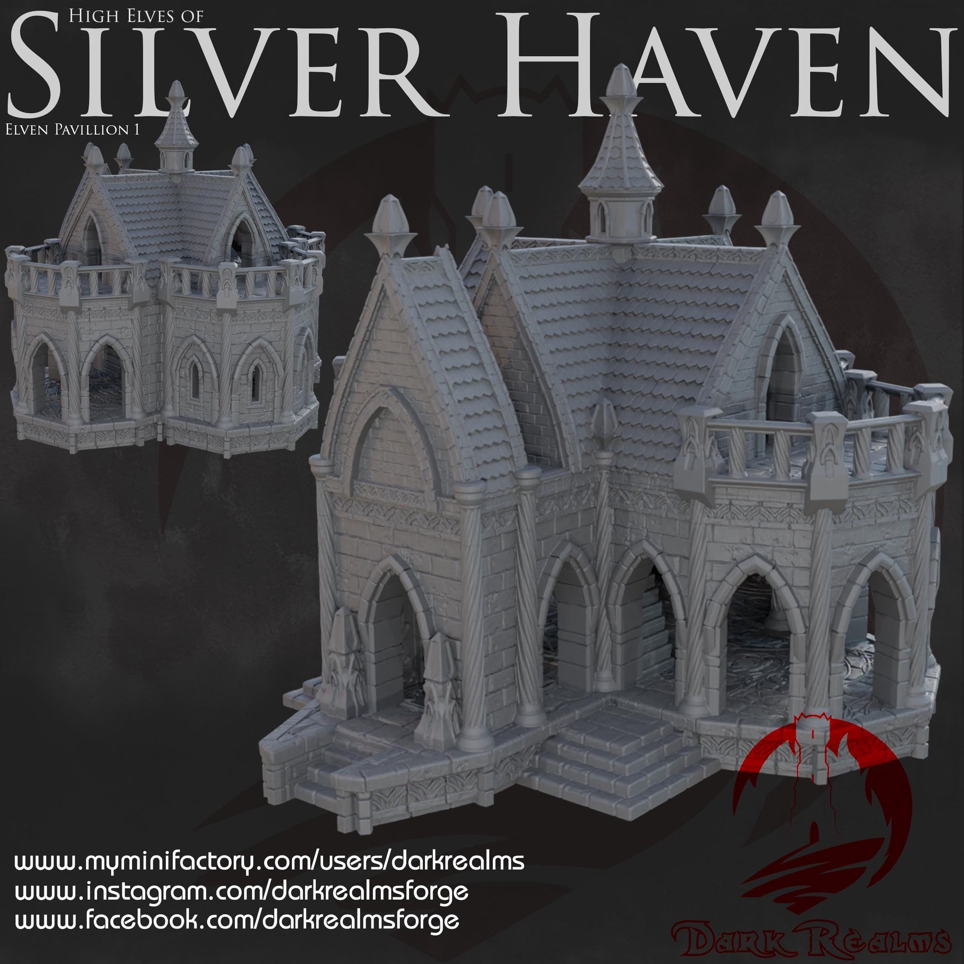 Dark Realms Silver Haven - Pavilion 1- Printed on FDM Bambu Lab X1 Carbon (Custom Order) - product image