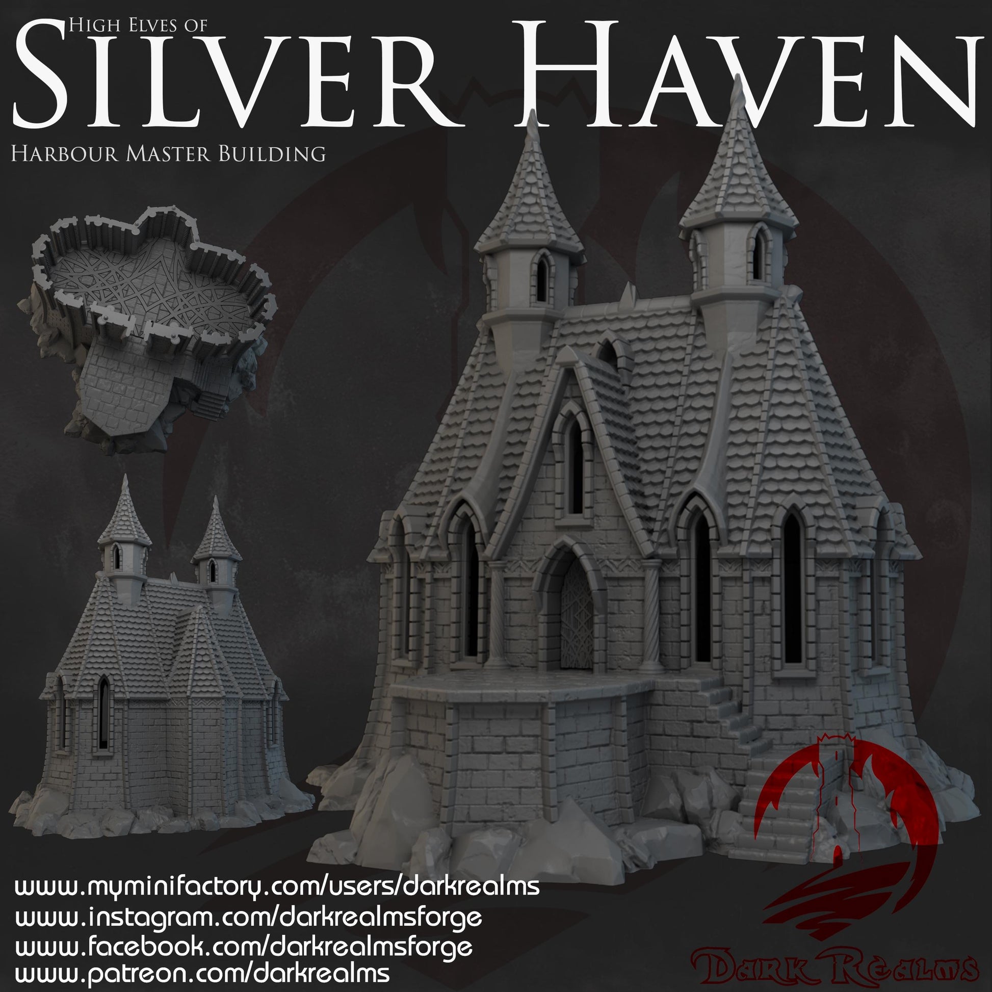 Dark Realms Silver Haven - Harbour Master's Building - Printed on FDM Bambu Lab X1 Carbon (Custom Order) - product image