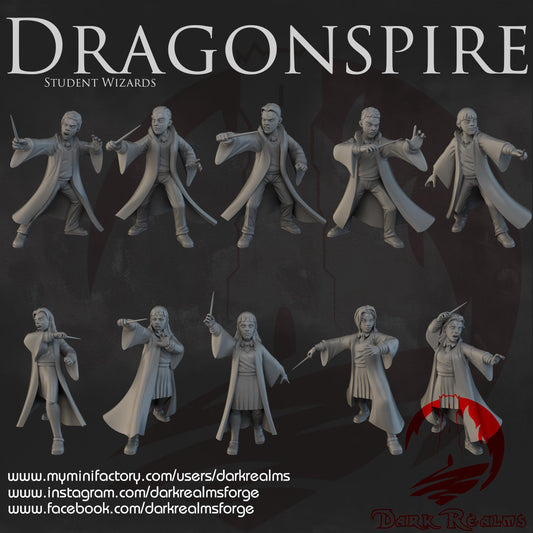 Dark Realms Dragonspire Wizarding School - Students - Printed on FDM Bambu Lab X1 Carbon (Custom Order) - product image