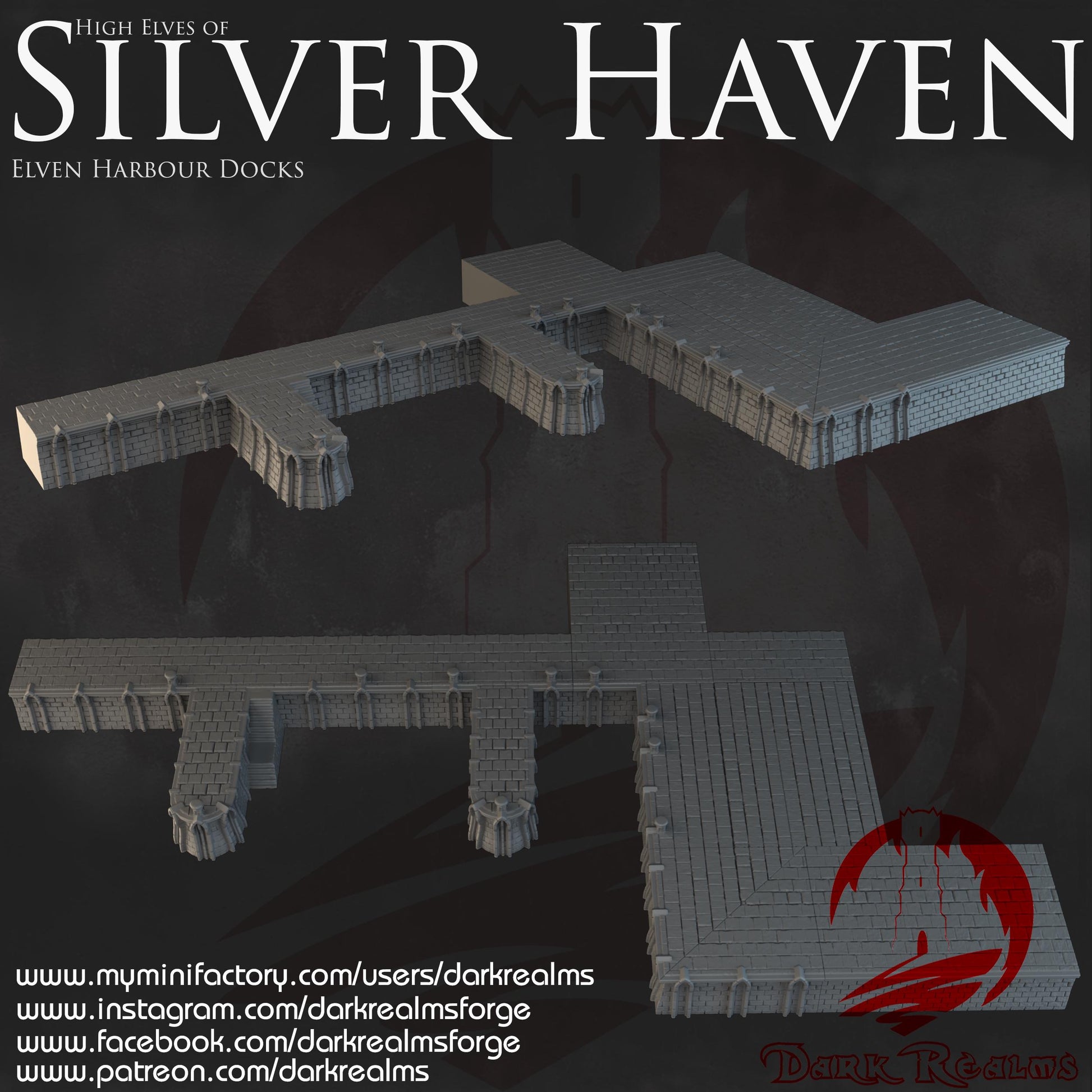 Dark Realms Silver Haven - Harbour Docks - Printed on FDM Bambu Lab X1 Carbon (Custom Order) - product image