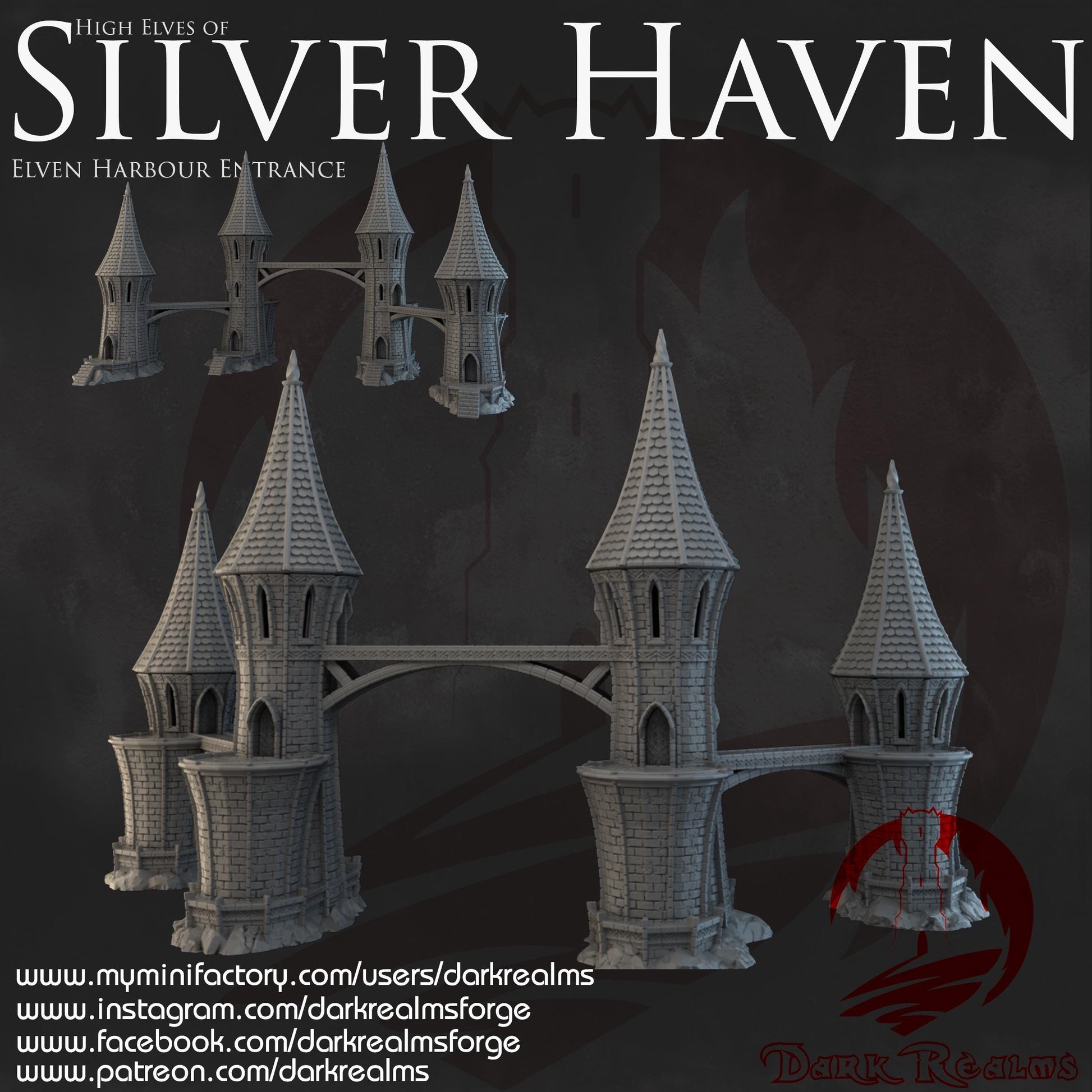Dark Realms Silver Haven - Harbour Entrance - Printed on FDM Bambu Lab X1 Carbon (Custom Order) - product image