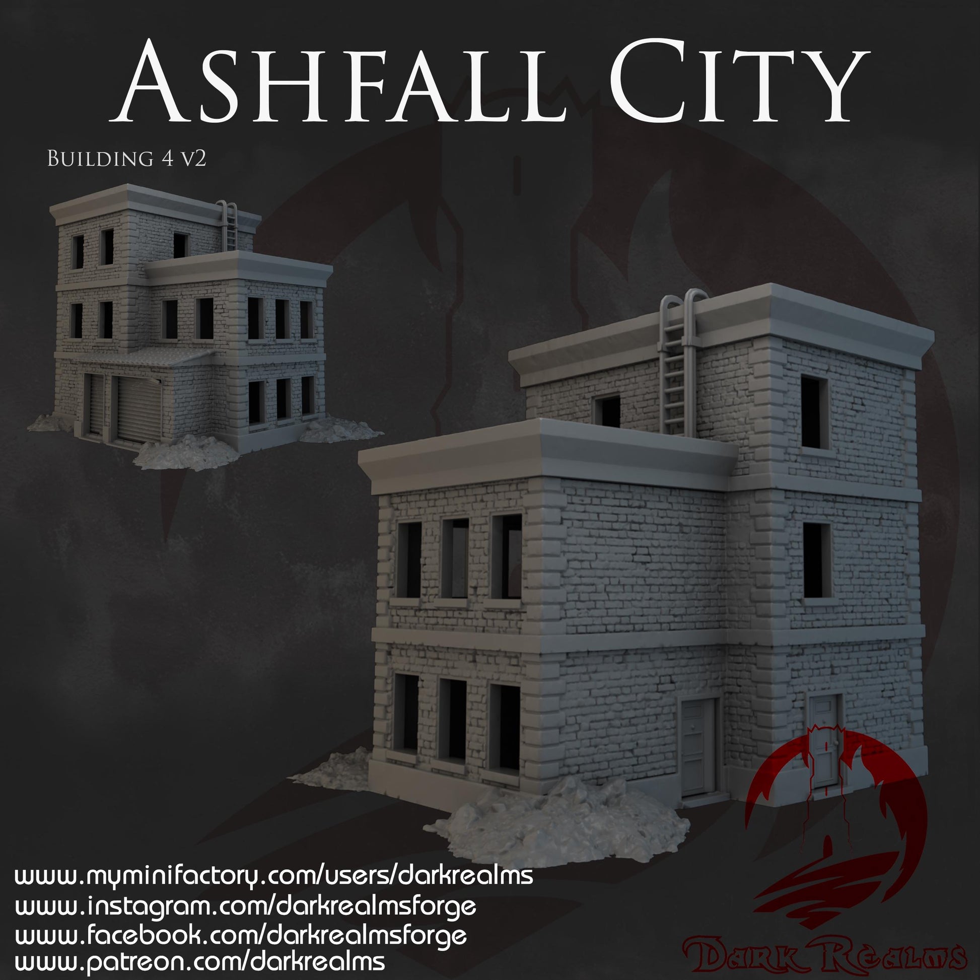 Dark Realms Ashfall City - Building 4 - Printed on FDM Bambu Lab X1 Carbon (Custom Order) - product image
