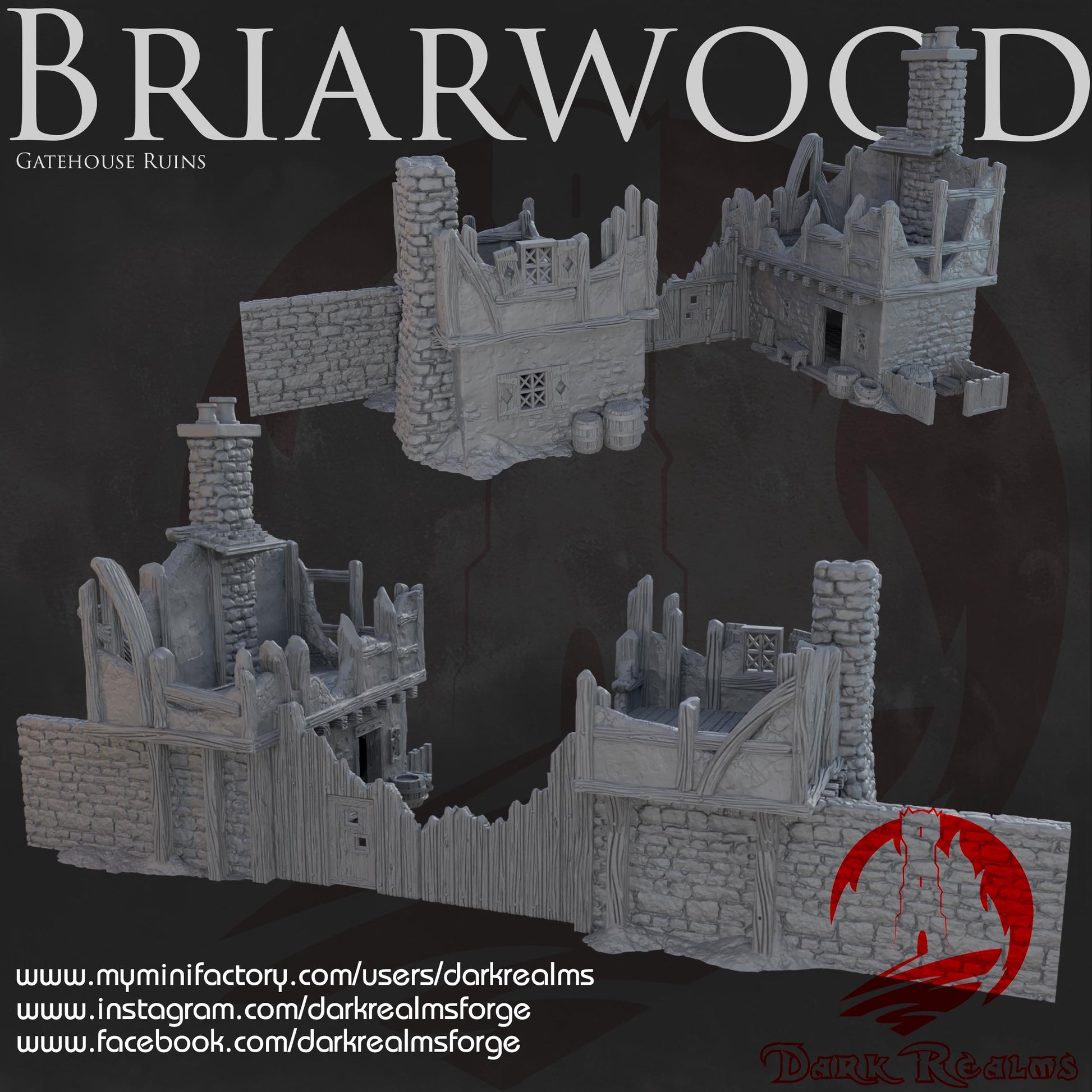 Dark Realms Briarwood - Gate House Ruins - Printed on FDM Bambu Lab X1 Carbon (Custom Order) - product image