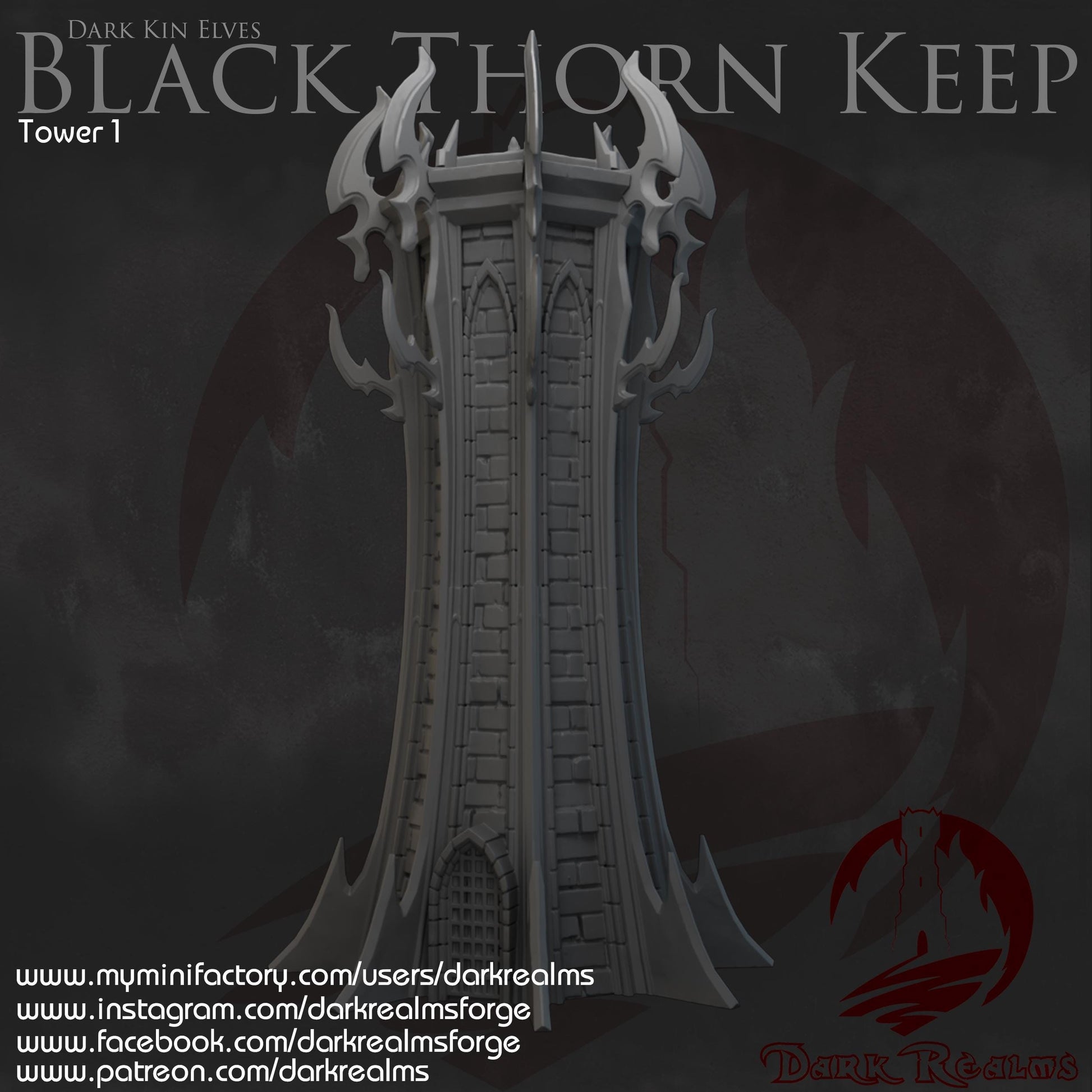 Dark Realms Dark Kin Elves - Tower 1 - Printed on FDM Bambu Lab X1 Carbon (Custom Order) - product image