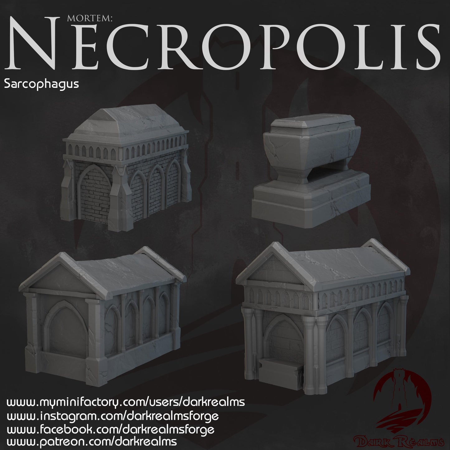 Dark Realms Necropolis - Sarcophagus - Printed on FDM Bambu Lab X1 Carbon (Custom Order) - product image 1 of 5