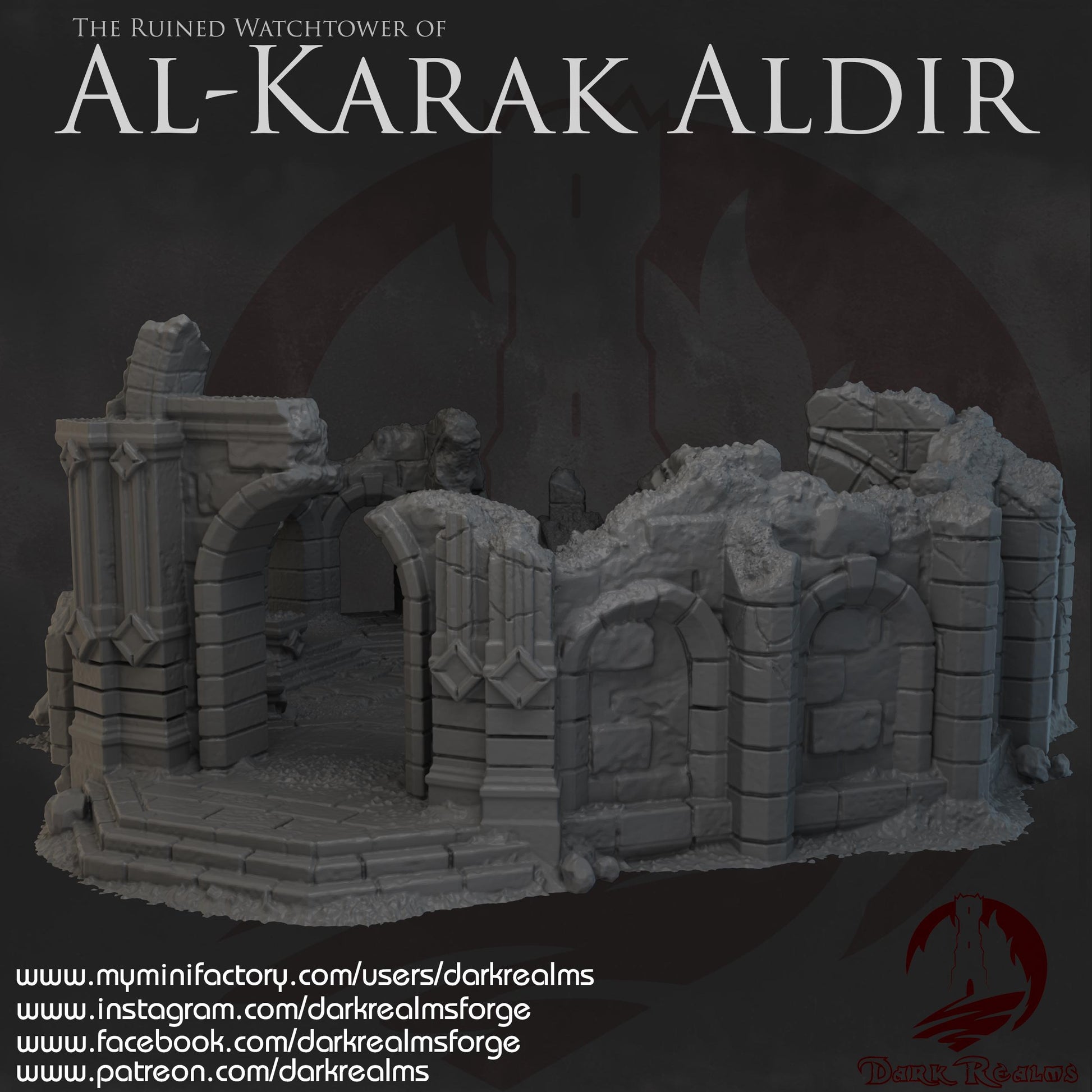 Dark Realms Ruined Watchtower - Al-Karak Aldir - Printed on FDM Bambu Lab X1 Carbon (Custom Order) - product image 6 of 9