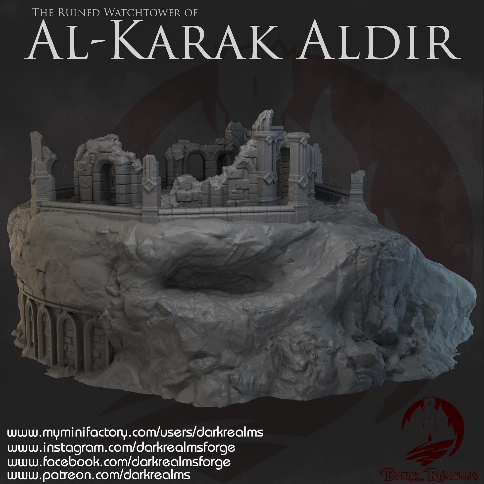 Dark Realms Ruined Watchtower - Al-Karak Aldir - Printed on FDM Bambu Lab X1 Carbon (Custom Order) - product image 8 of 9