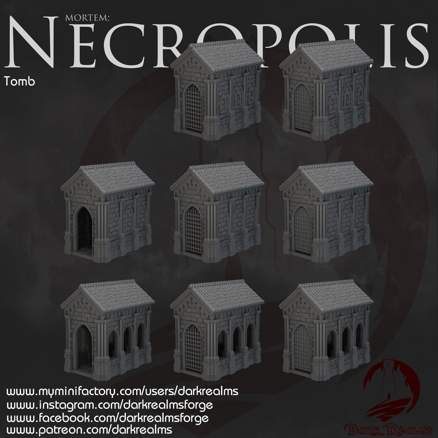 Dark Realms Necropolis - Tombs - Printed on FDM Bambu Lab X1 Carbon (Custom Order) - product image 2 of 10
