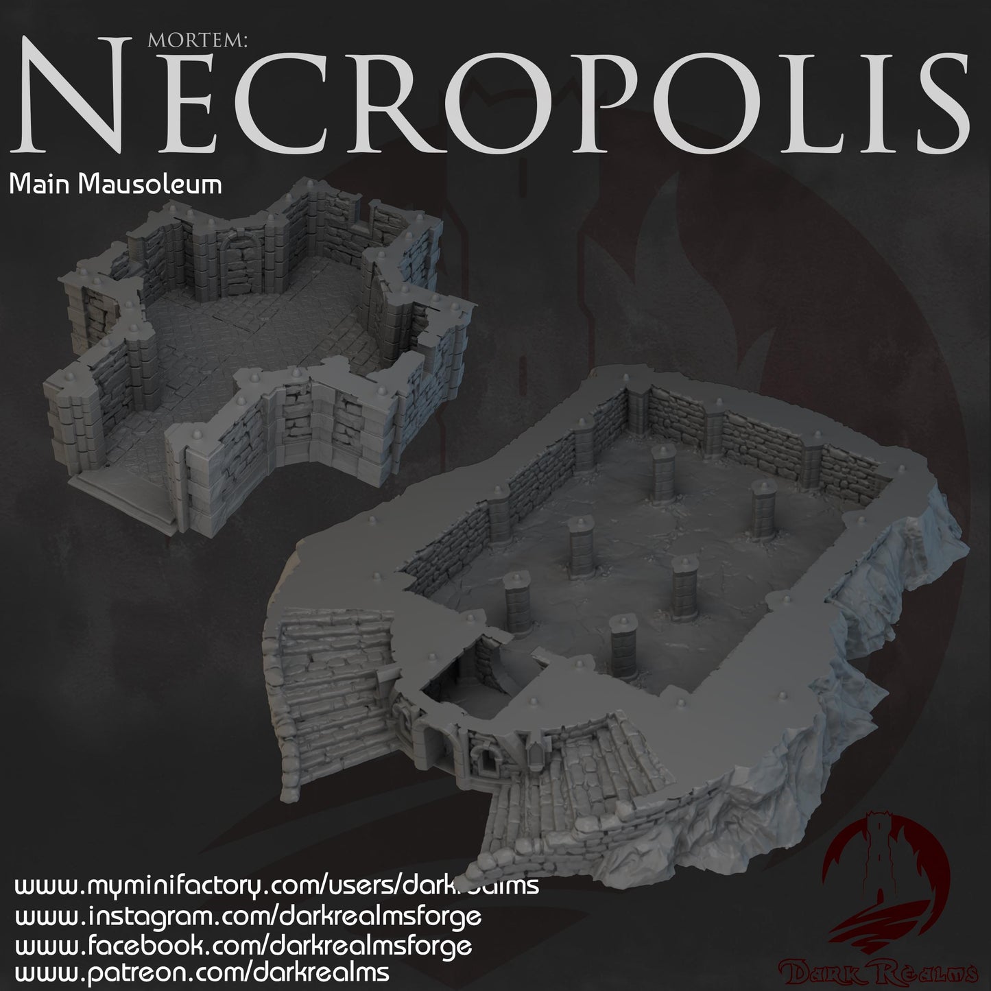 Dark Realms Necropolis - Main Mausoleum - Printed on FDM Bambu Lab X1 Carbon (Custom Order) - product image 2 of 2