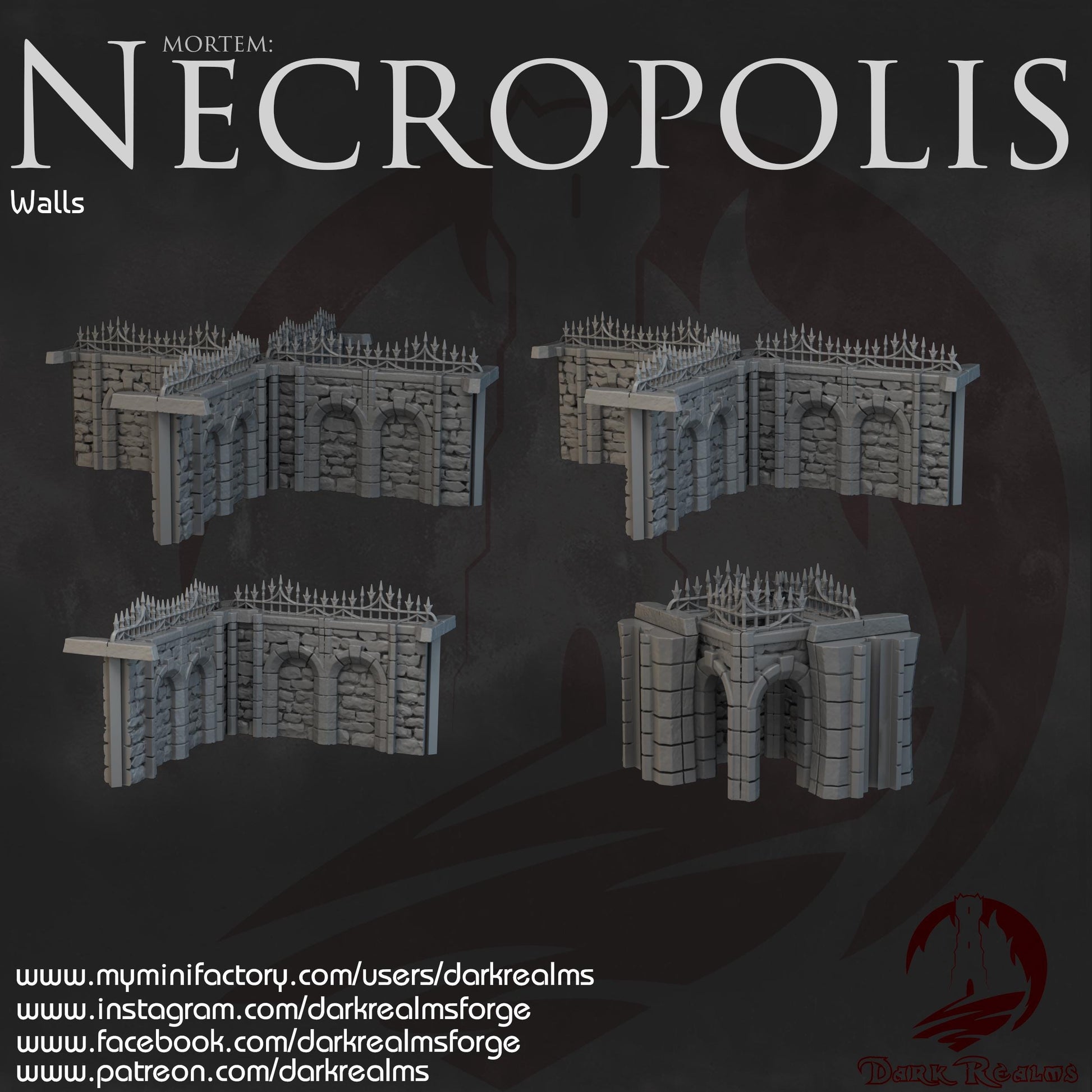 Dark Realms Necropolis - Walls - Printed on FDM Bambu Lab X1 Carbon (Custom Order) - product image 2 of 2