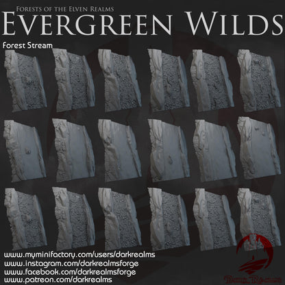 Dark Realms Evergreen Wilds - Forest Stream Tiles - Printed on FDM Bambu Lab X1 Carbon (Custom Order) - product image 1 of 4