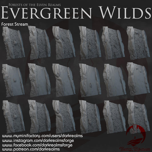 Dark Realms Evergreen Wilds - Forest Stream Tiles - Printed on FDM Bambu Lab X1 Carbon (Custom Order) - product image 1 of 4