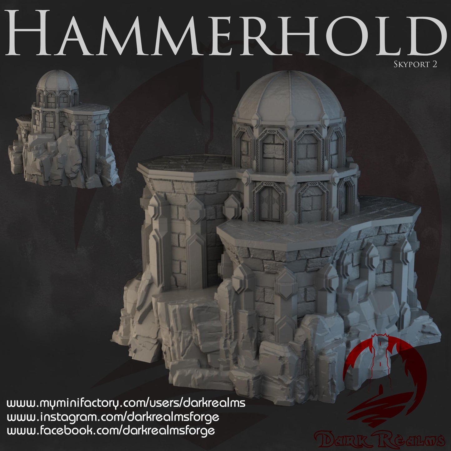 Dark Realms Kir Badur - Hammerhold Skyport 2 - Printed on FDM Bambu Lab X1 Carbon (Custom Order) - product image 1 of 2