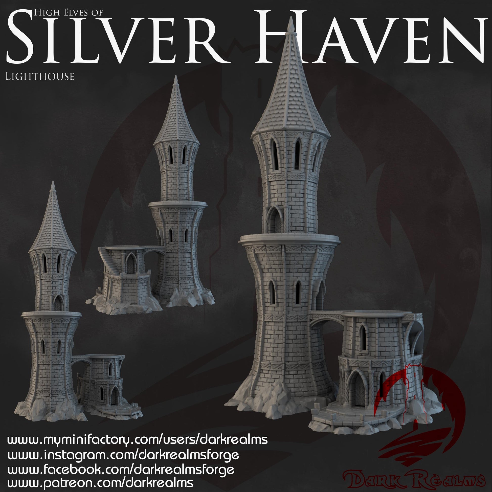 Dark Realms Silver Haven - Lighthouse - Printed on FDM Bambu Lab X1 Carbon (Custom Order) - product image