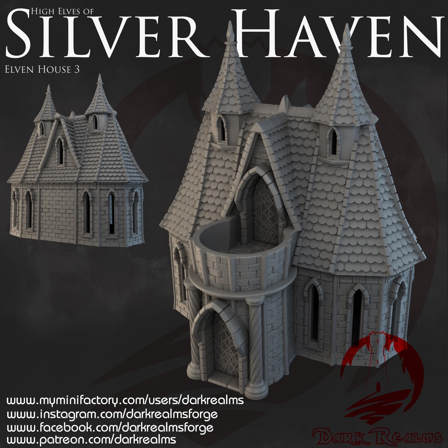 Dark Realms Silver Haven - House 3 - Printed on FDM Bambu Lab X1 Carbon (Custom Order) - product image