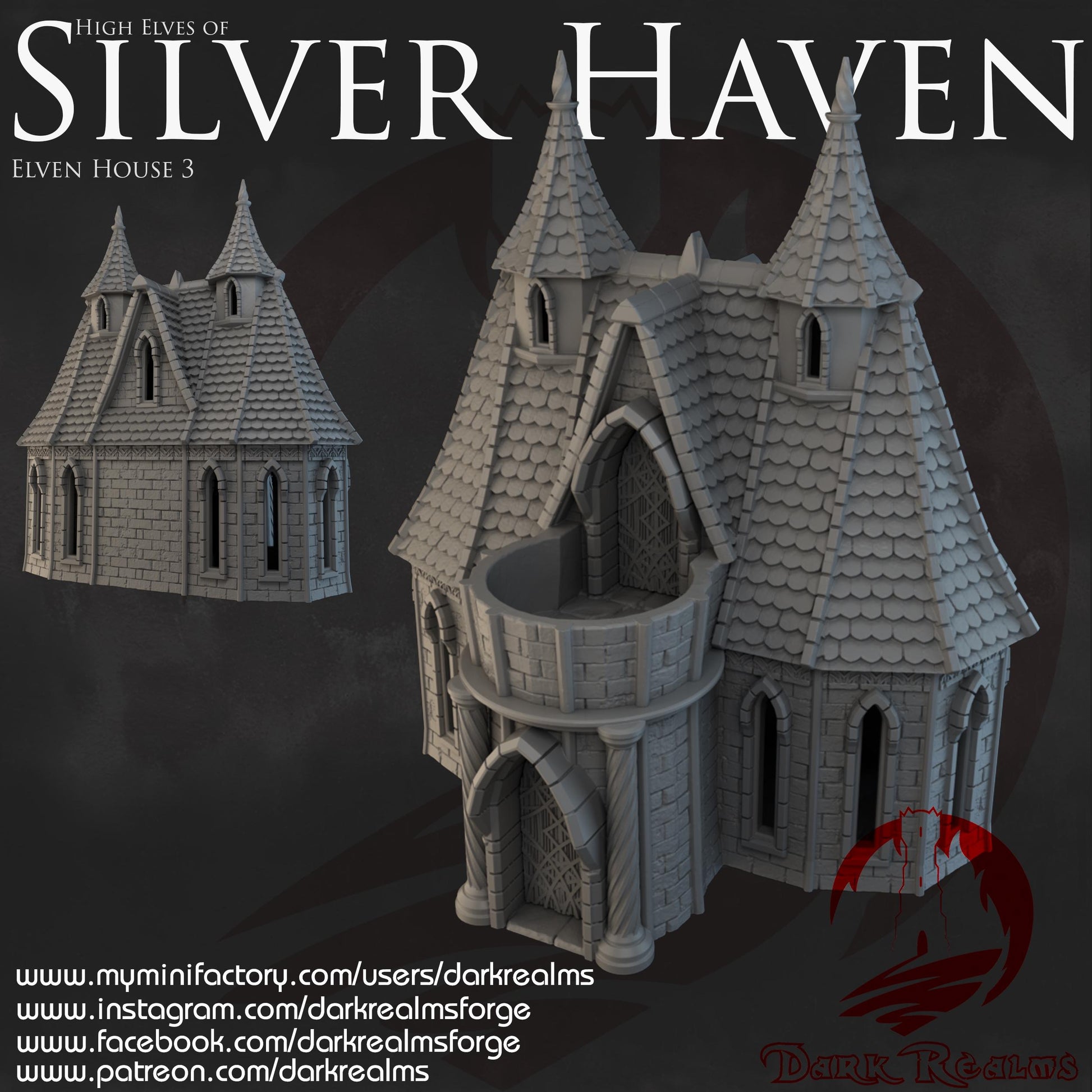 Dark Realms Silver Haven - House 3 - Printed on FDM Bambu Lab X1 Carbon (Custom Order) - product image