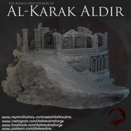 Dark Realms Ruined Watchtower - Al-Karak Aldir - Printed on FDM Bambu Lab X1 Carbon (Custom Order) - product image 1 of 9