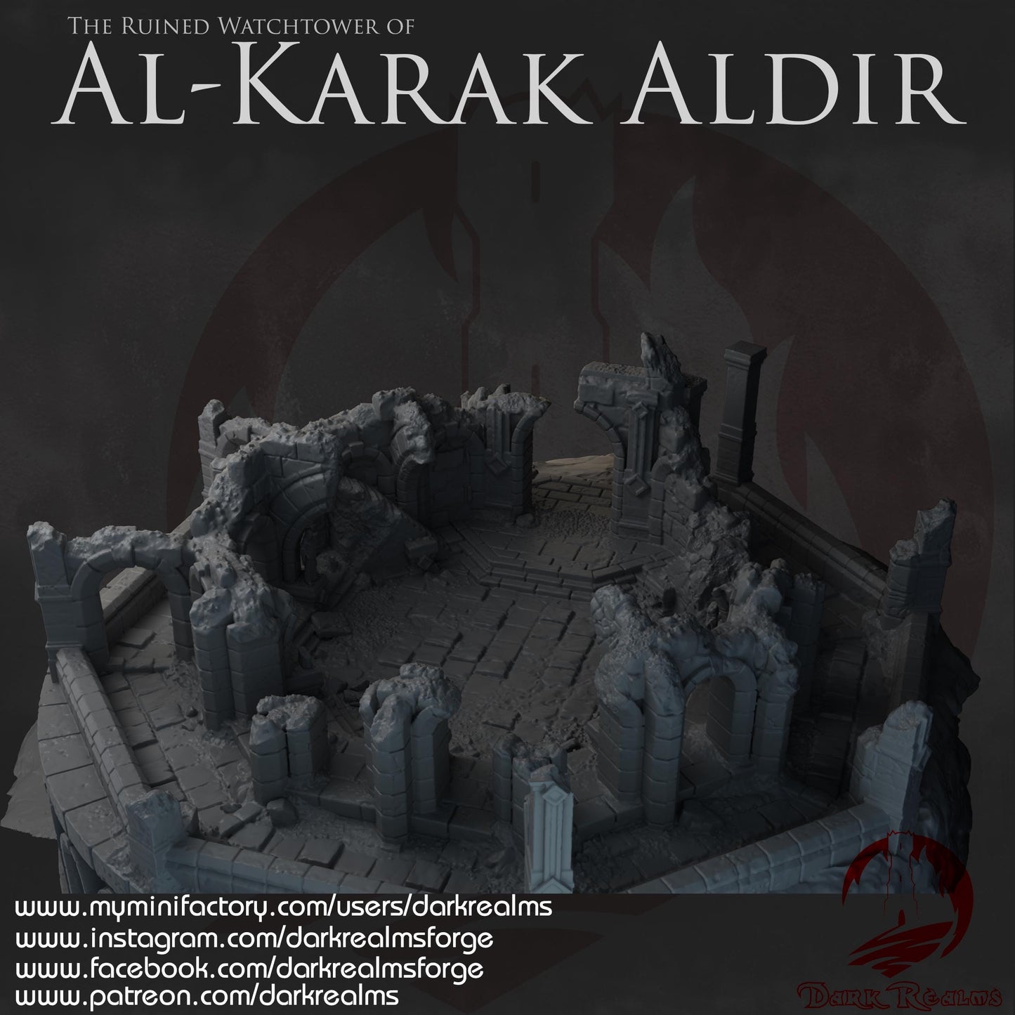 Dark Realms Ruined Watchtower - Al-Karak Aldir - Printed on FDM Bambu Lab X1 Carbon (Custom Order) - product image 4 of 9