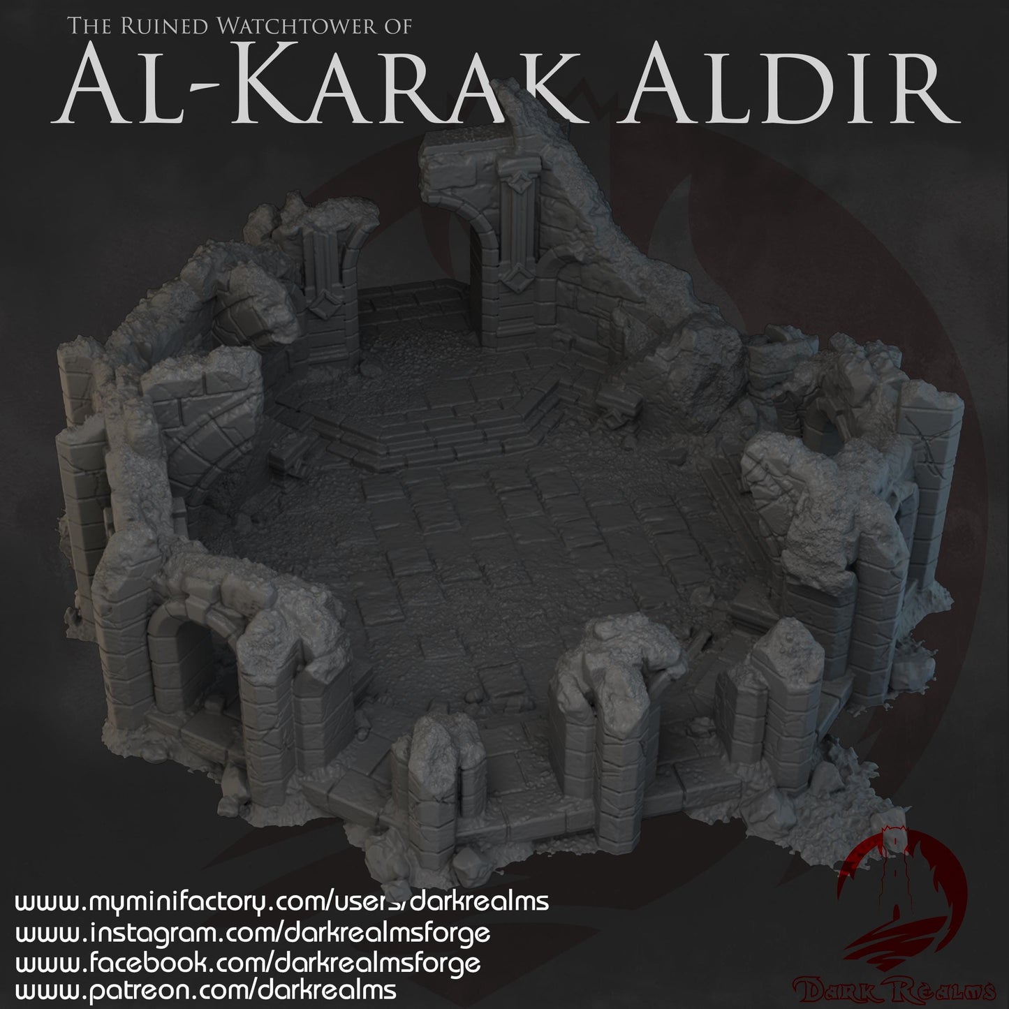 Dark Realms Ruined Watchtower - Al-Karak Aldir - Printed on FDM Bambu Lab X1 Carbon (Custom Order) - product image 3 of 9