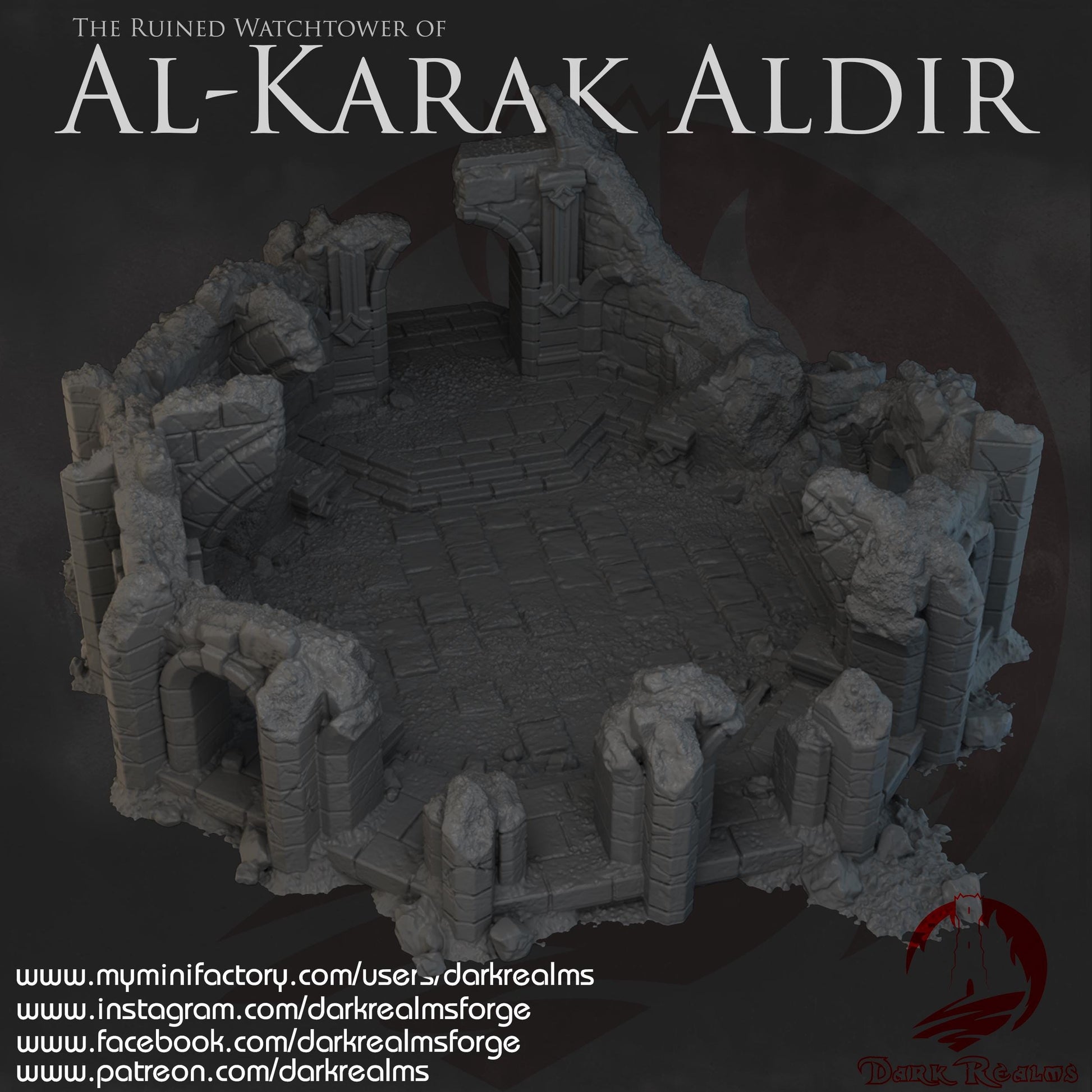 Dark Realms Ruined Watchtower - Al-Karak Aldir - Printed on FDM Bambu Lab X1 Carbon (Custom Order) - product image 3 of 9