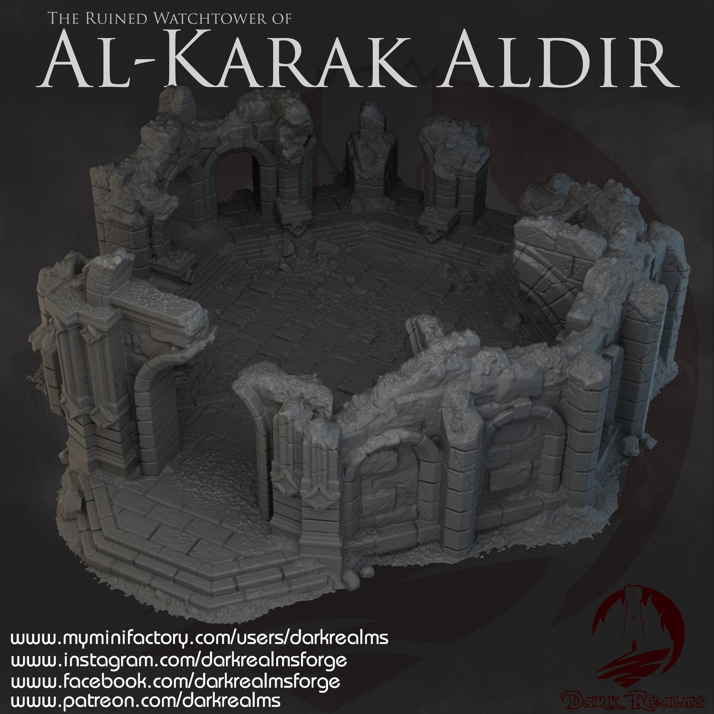 Dark Realms Ruined Watchtower - Al-Karak Aldir - Printed on FDM Bambu Lab X1 Carbon (Custom Order) - product image 5 of 9