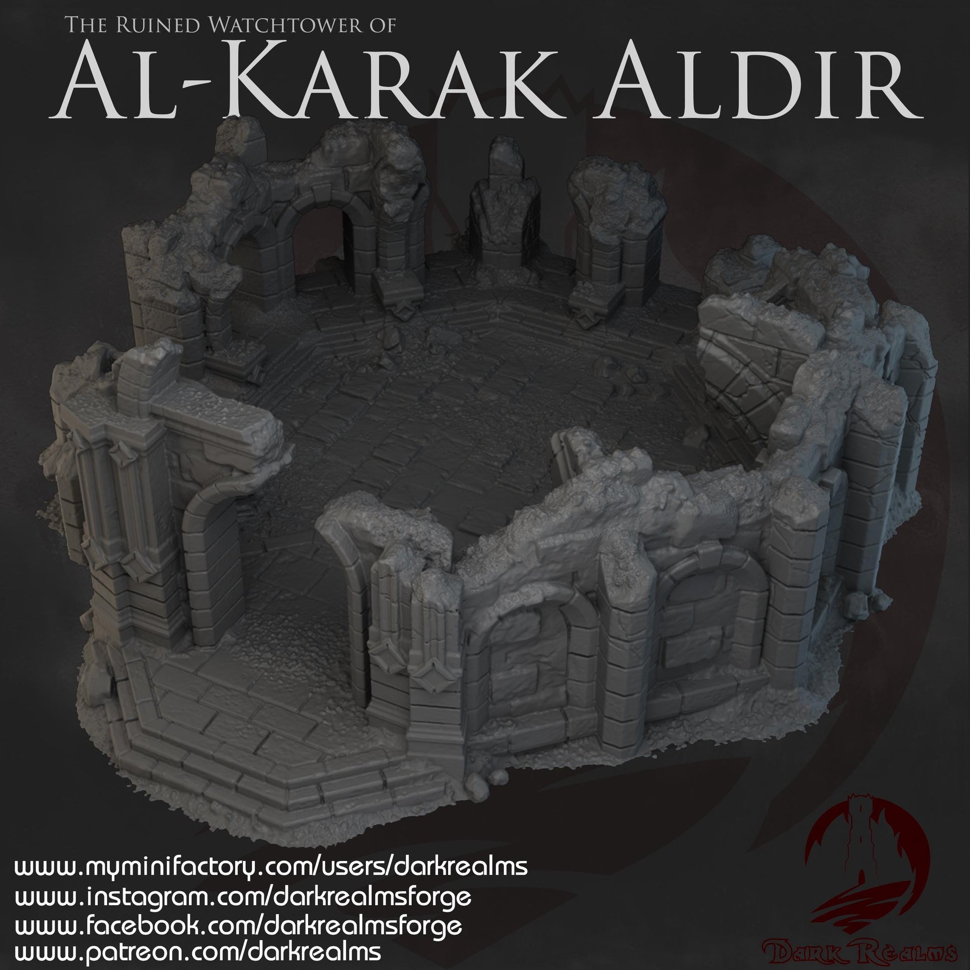Dark Realms Ruined Watchtower - Al-Karak Aldir - Printed on FDM Bambu Lab X1 Carbon (Custom Order) - product image 5 of 9