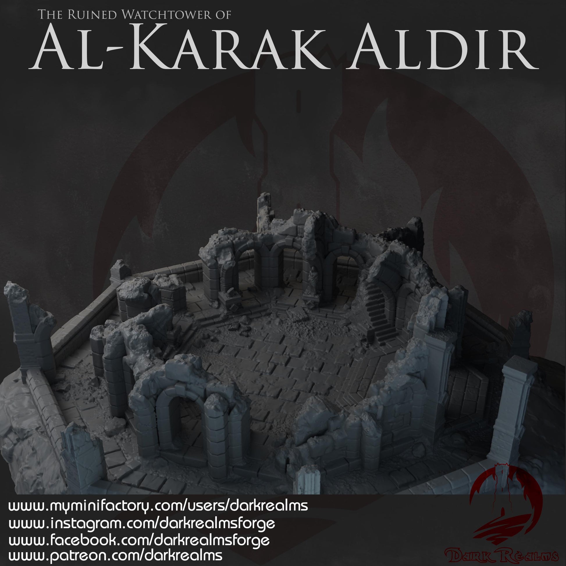 Dark Realms Ruined Watchtower - Al-Karak Aldir - Printed on FDM Bambu Lab X1 Carbon (Custom Order) - product image 7 of 9