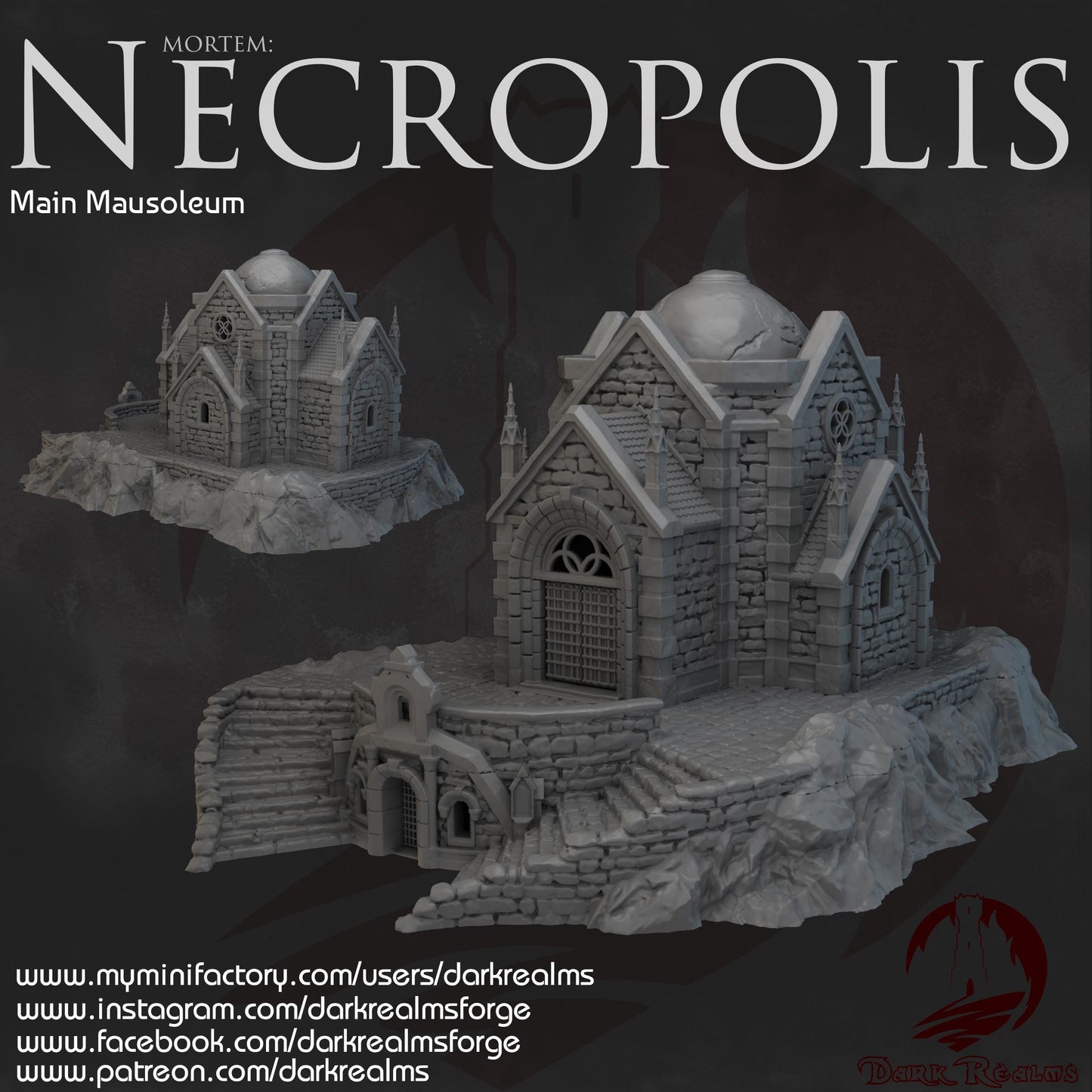 Dark Realms Necropolis - Main Mausoleum - Printed on FDM Bambu Lab X1 Carbon (Custom Order) - product image 1 of 2