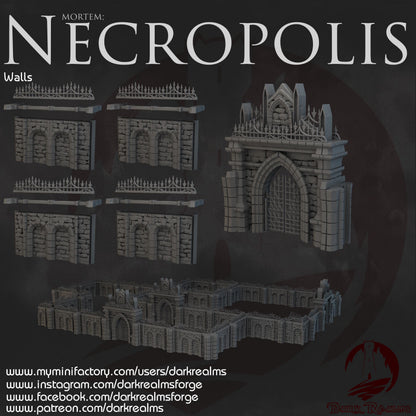 Dark Realms Necropolis - Walls - Printed on FDM Bambu Lab X1 Carbon (Custom Order) - product image 1 of 2