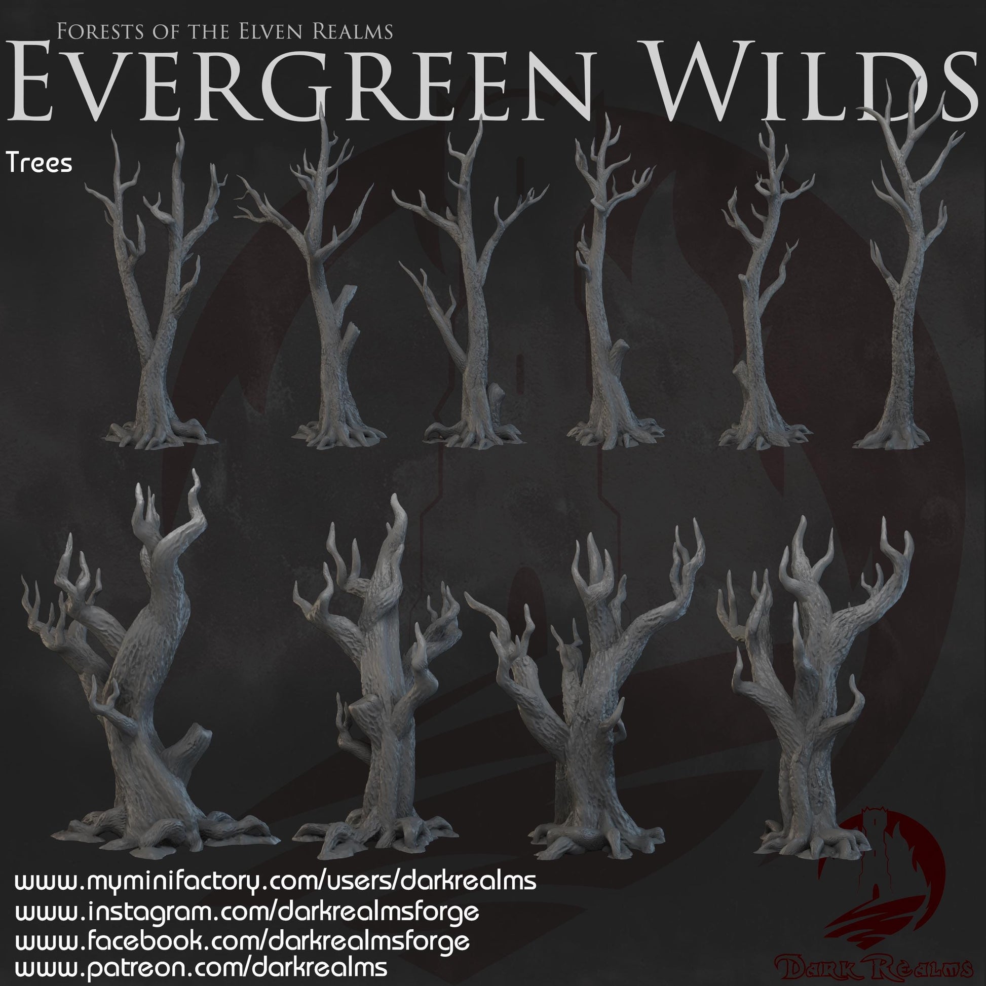 Dark Realms Evergreen Wilds - Trees - Printed on FDM Bambu Lab X1 Carbon (Custom Order) - product image 1 of 2