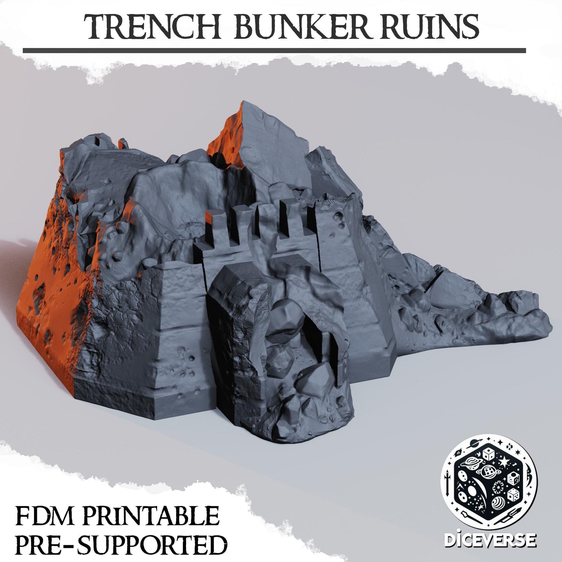 Diceverse Trench Terrain: Bunker Ruins - Trench  Compatible (Custom Order) - product image 1 of 3