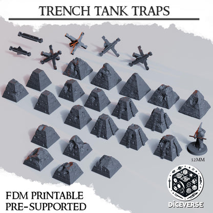 Diceverse Trench Terrain: Tank Traps - Trench  Compatible (Custom Order) - product image 1 of 2