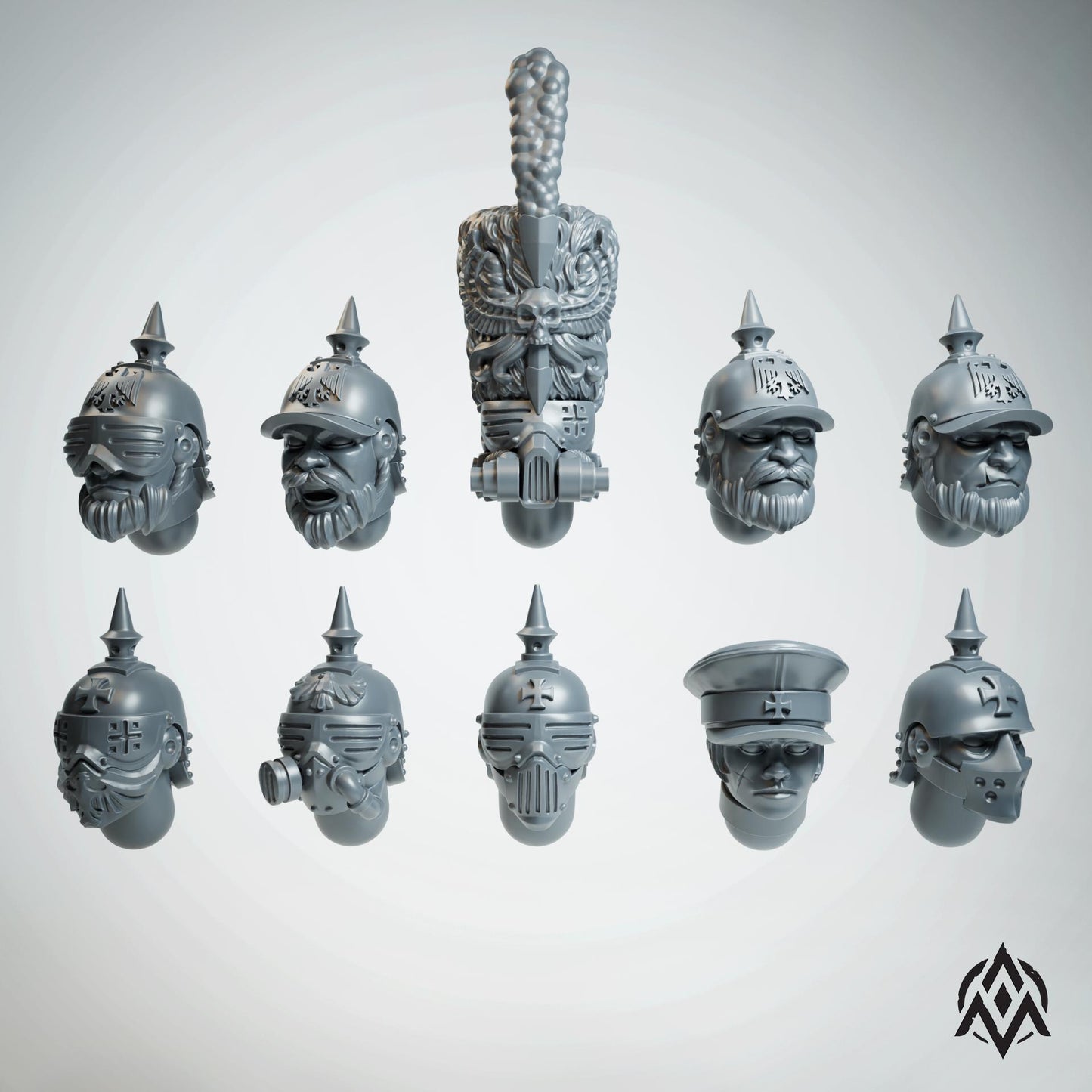 Arcamundi Prussian Dieselpunk Heads x20 - Trench  Compatible (Custom Order) - product image