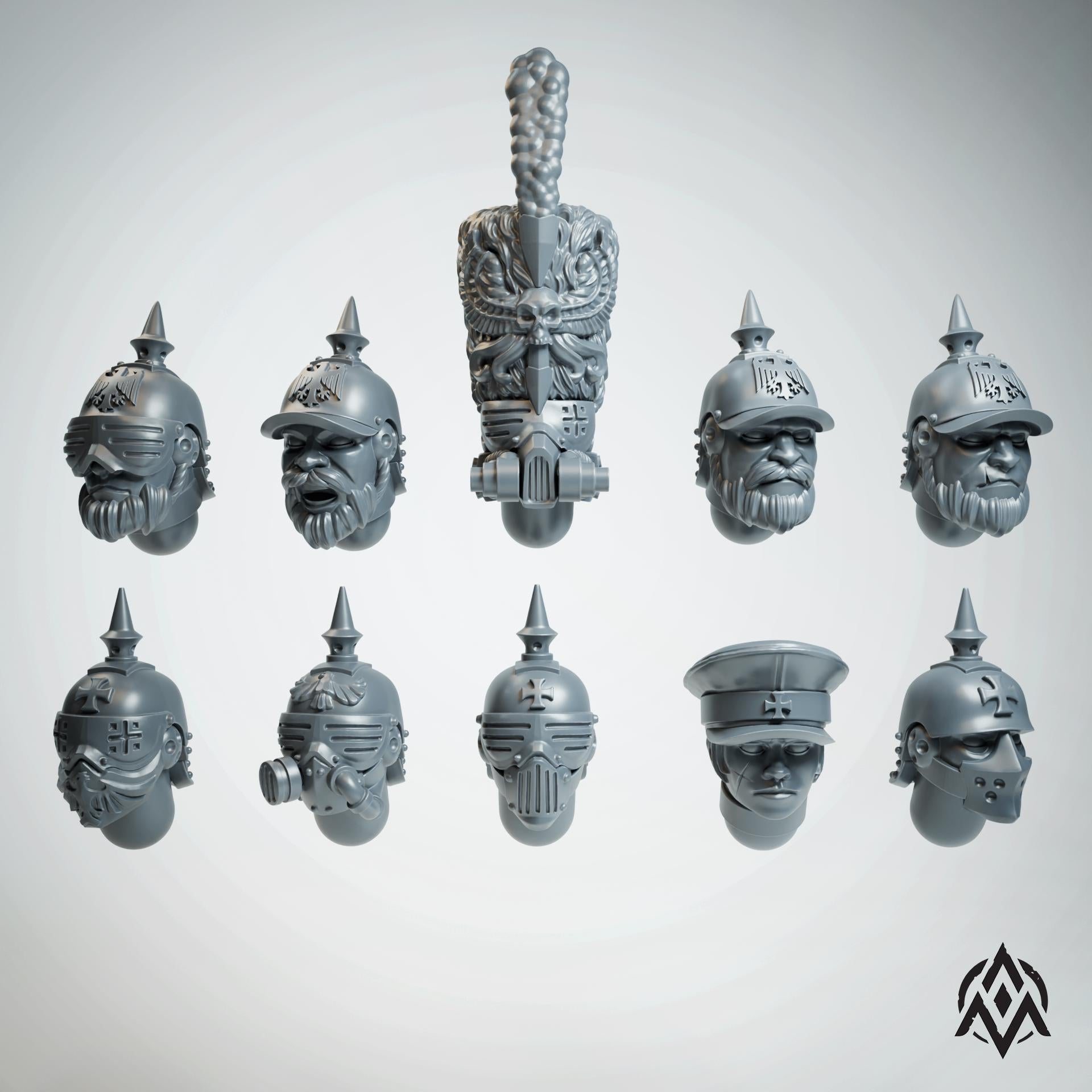 Arcamundi Prussian Dieselpunk Heads x20 - Trench  Compatible (Custom Order) - product image