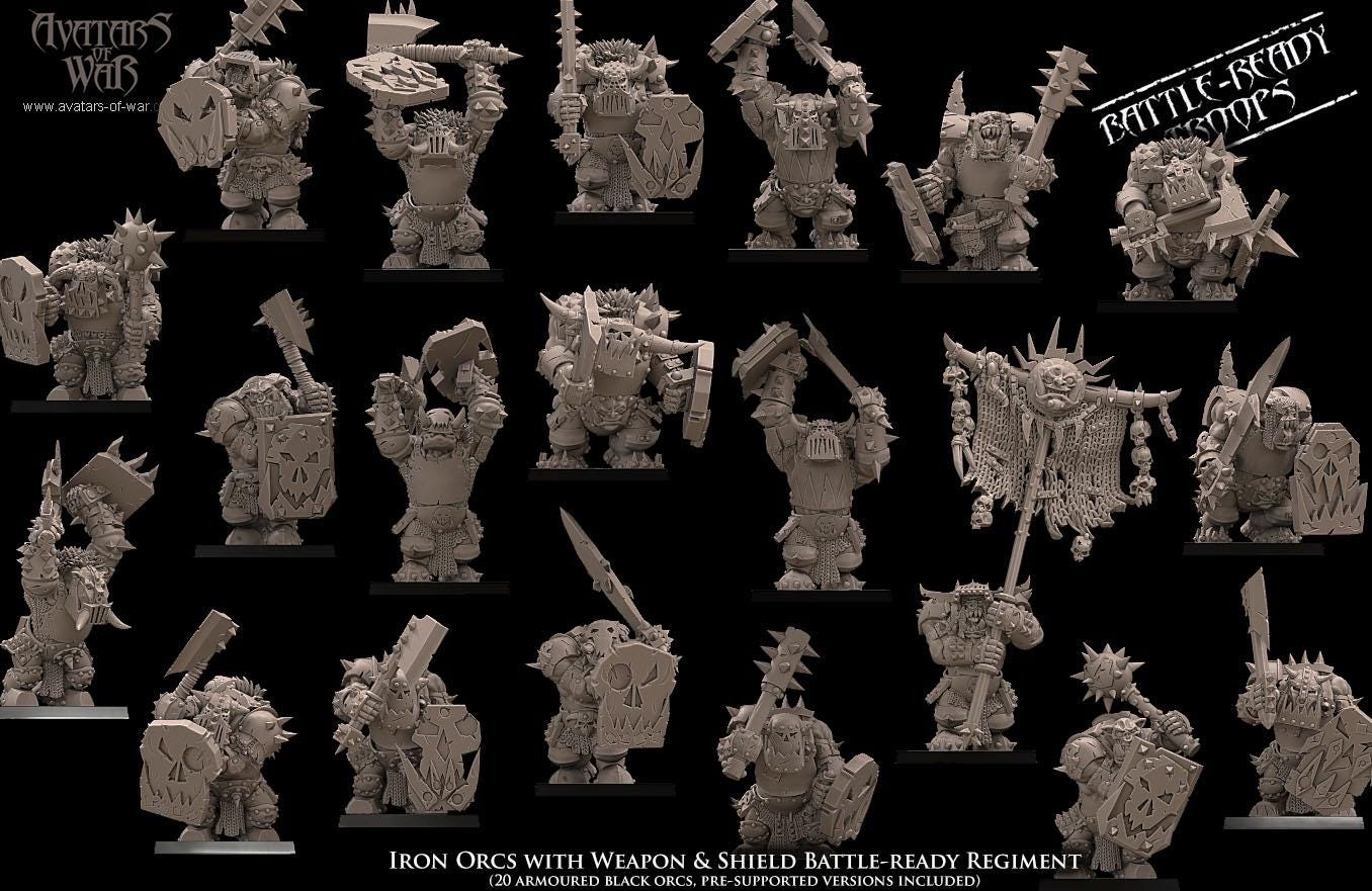 Avatars of War Iron Orcs Weapon and Shield Regiment - Fantasy / D&D (Custom Order) - product image 2 of 7