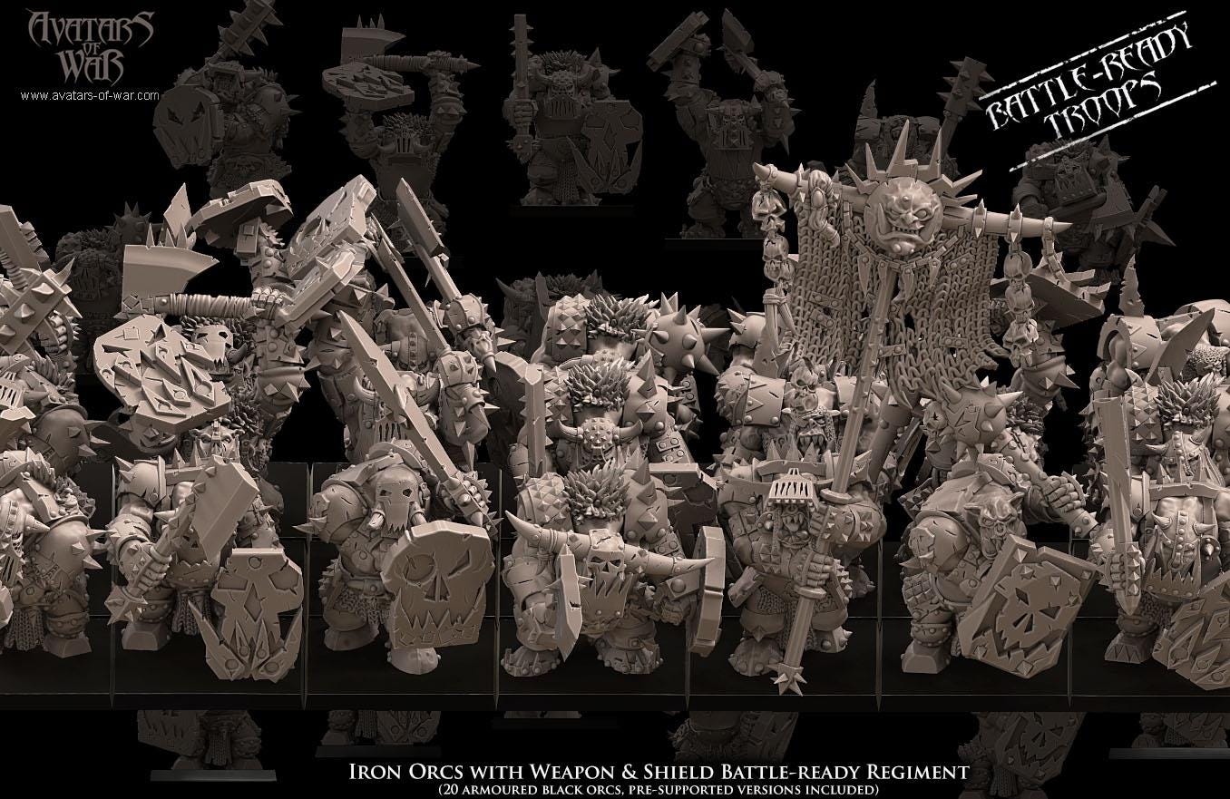 Avatars of War Iron Orcs Weapon and Shield Regiment - Fantasy / D&D (Custom Order) - product image 3 of 7