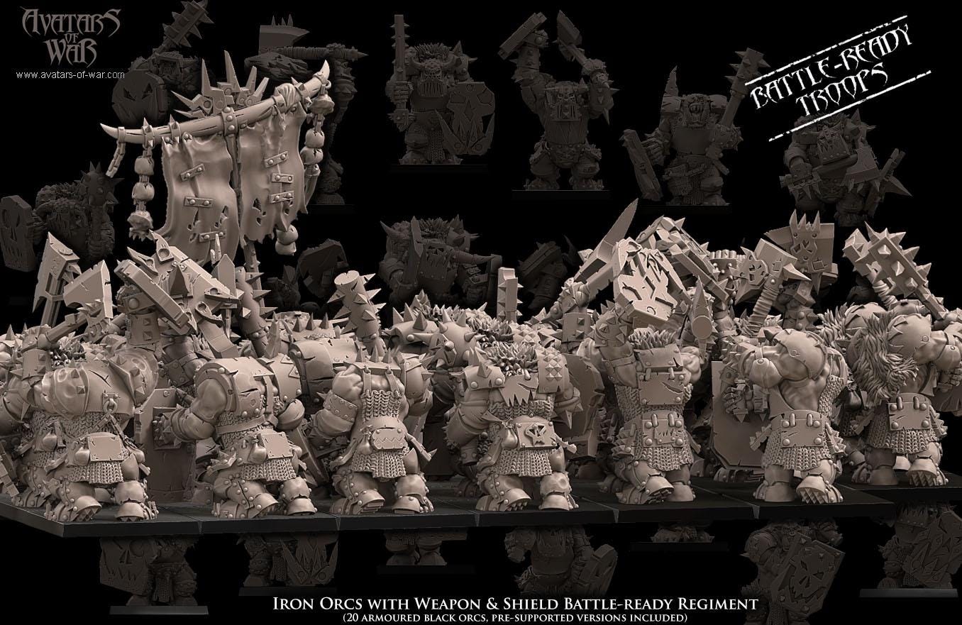 Avatars of War Iron Orcs Weapon and Shield Regiment - Fantasy / D&D (Custom Order) - product image 4 of 7