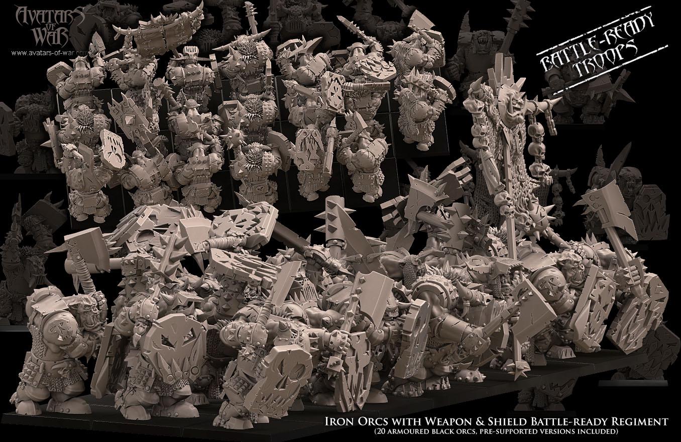 Avatars of War Iron Orcs Weapon and Shield Regiment - Fantasy / D&D (Custom Order) - product image 5 of 7