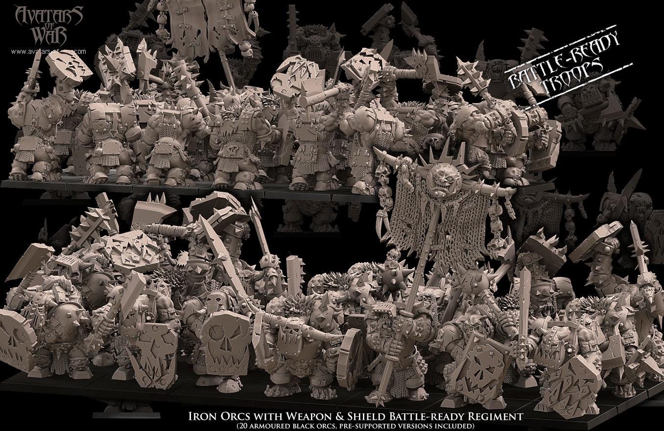 Avatars of War Iron Orcs Weapon and Shield Regiment - Fantasy / D&D (Custom Order) - product image 6 of 7