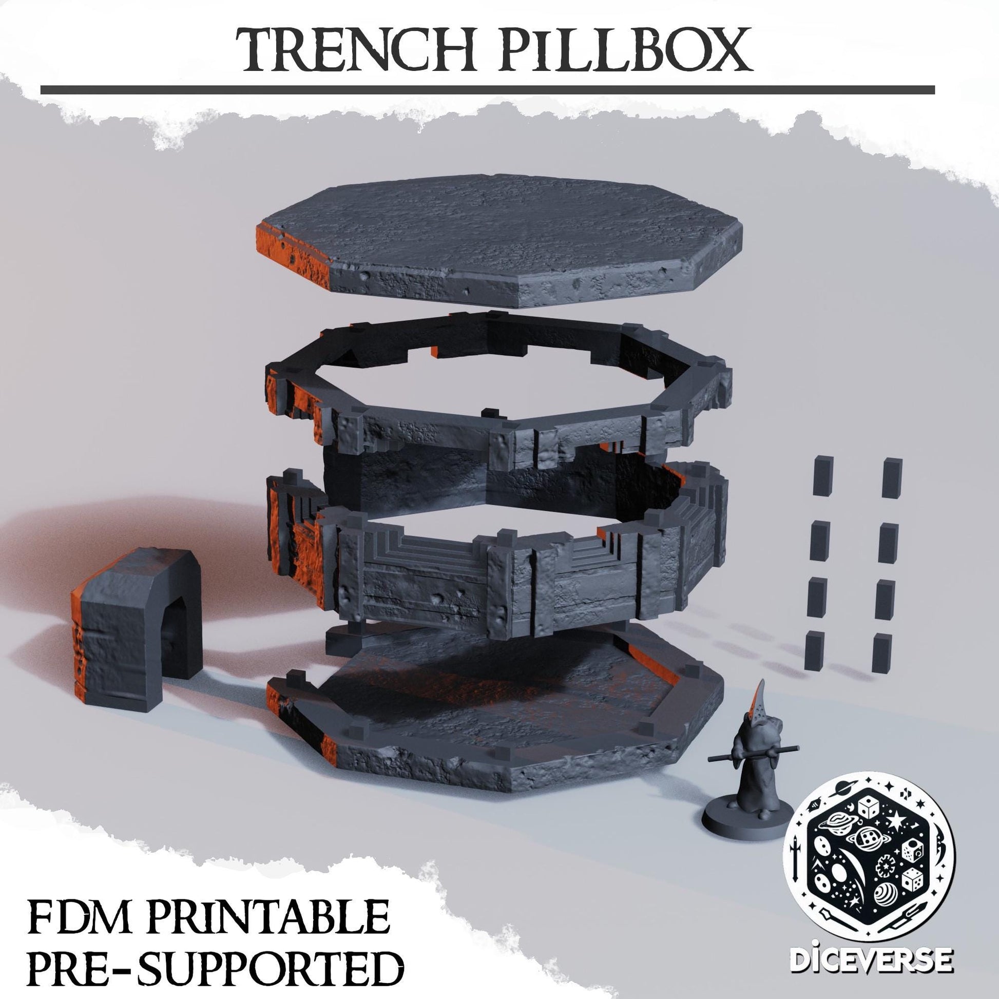 Diceverse Trench Terrain: Pillbox - Trench  Compatible (Custom Order) - product image 2 of 3